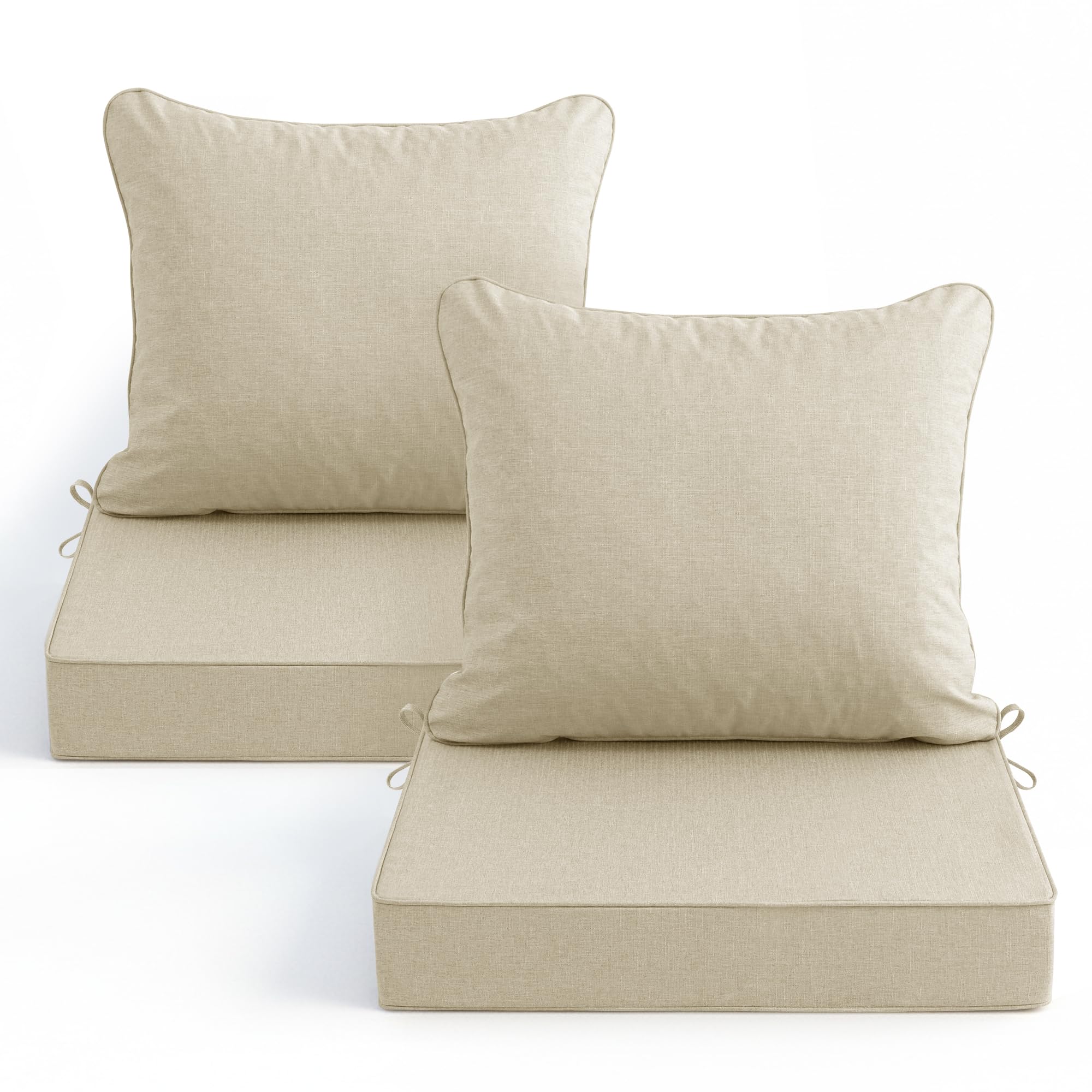 Faux Linen Outdoor Chair Cushion Set