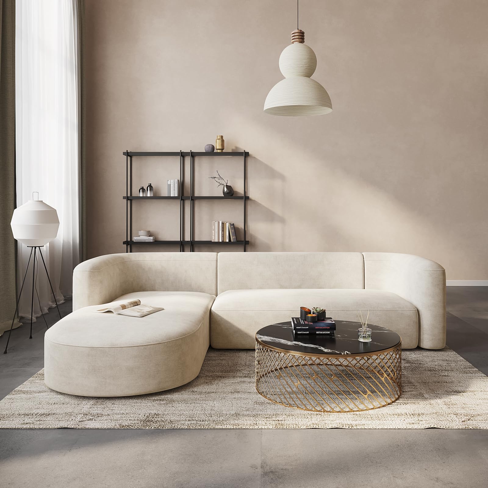 Luxury Curved Velvet Sofa for Living Room