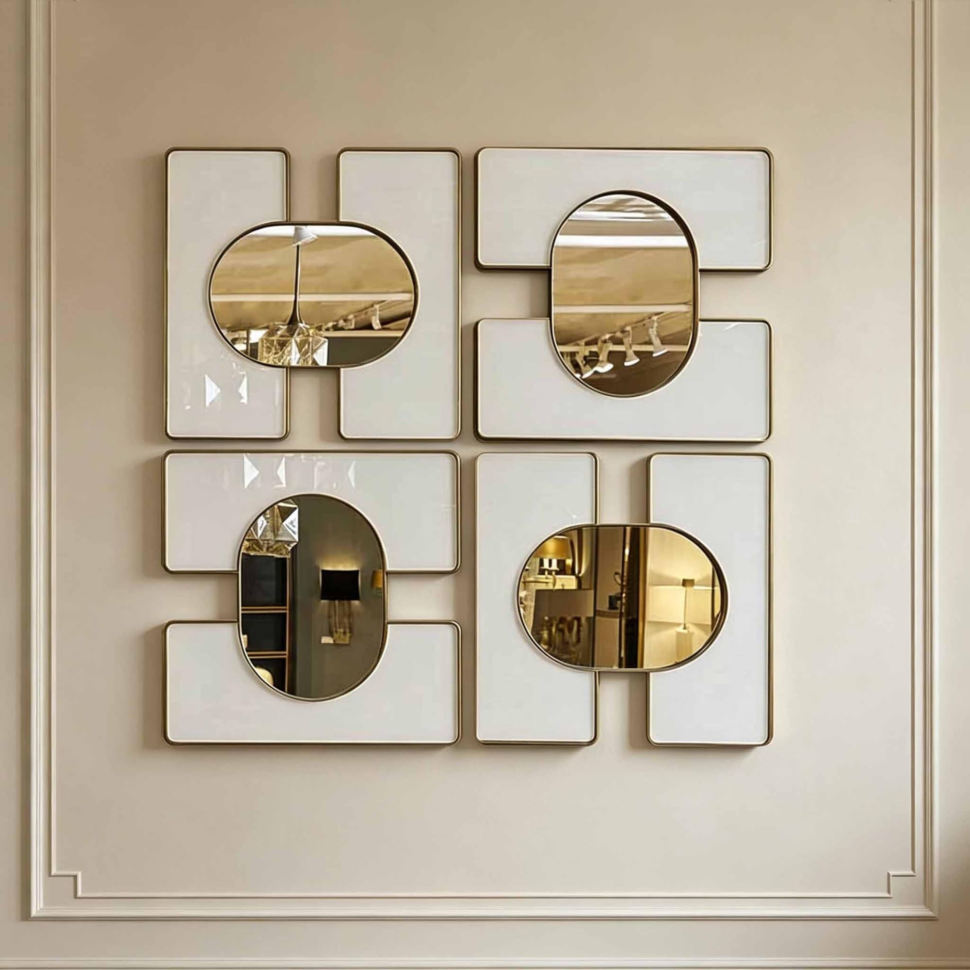 Gold Framed Decorative Wall Mirror Set