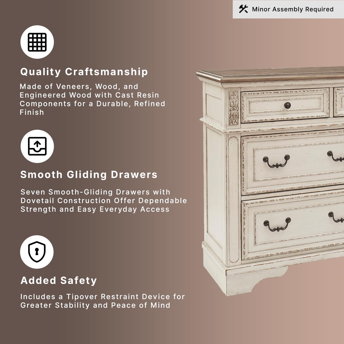 French Country 6 Drawer Dresser