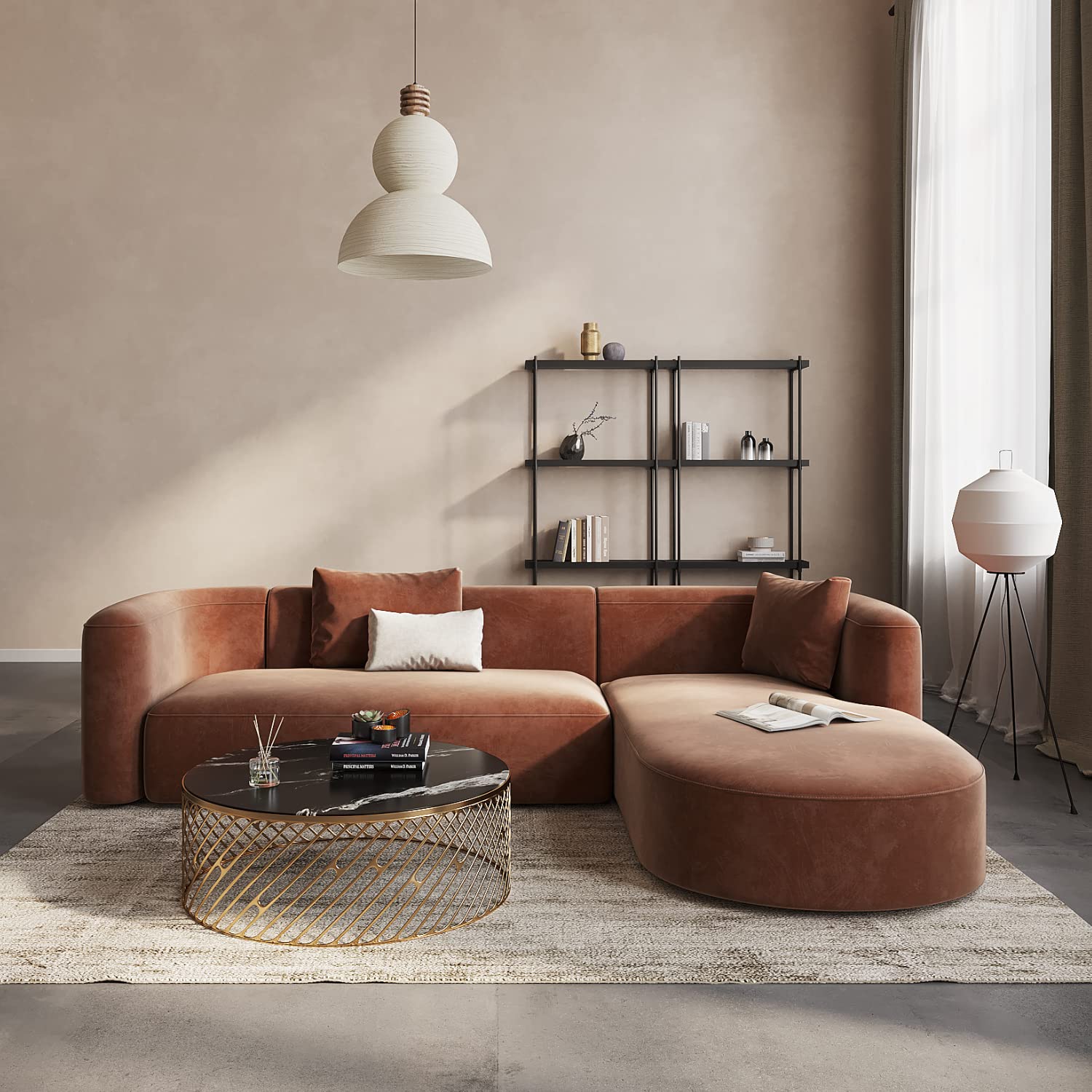 Luxury Curved Velvet Sofa for Living Room