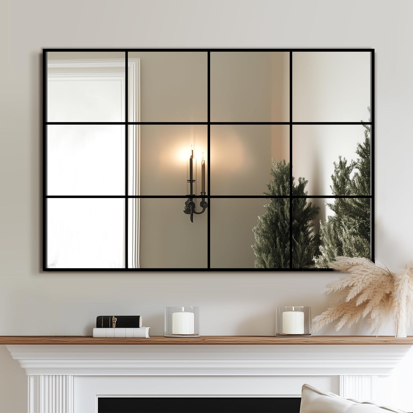 A8 Window Pane Decorative Wall Mirror