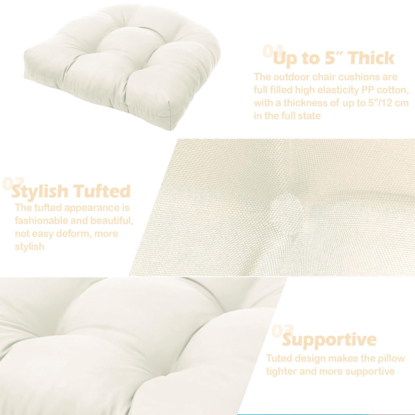 Water-Repellent Outdoor Chair Cushions Set of 2