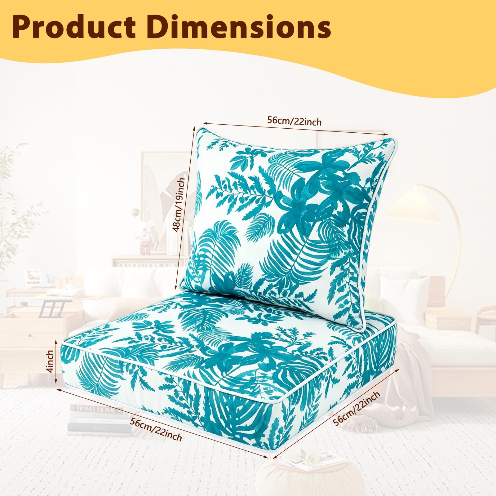Outdoor Deep Seat Chair Cushions Set of 2
