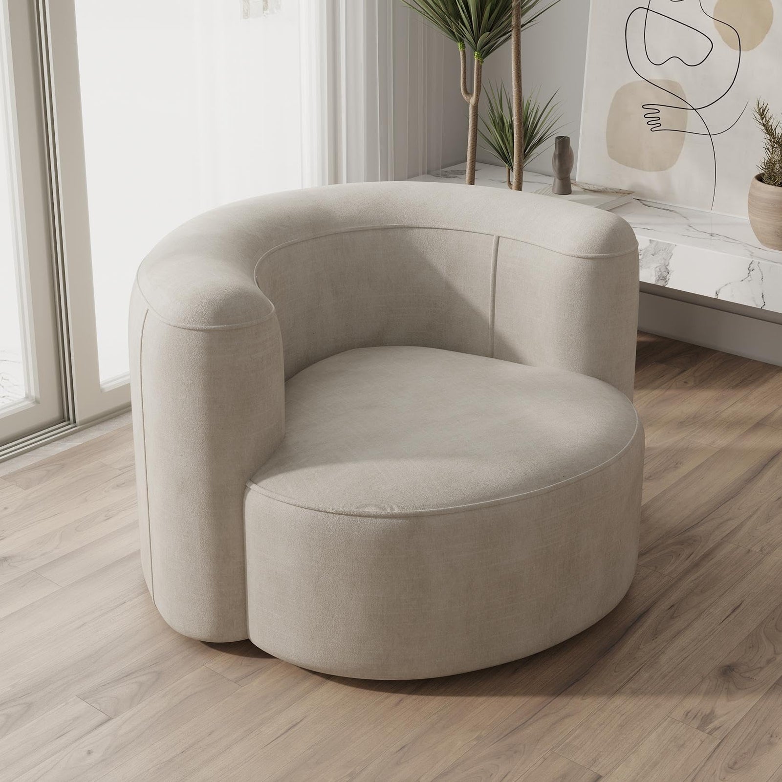 Curved Velvet Accent Chair