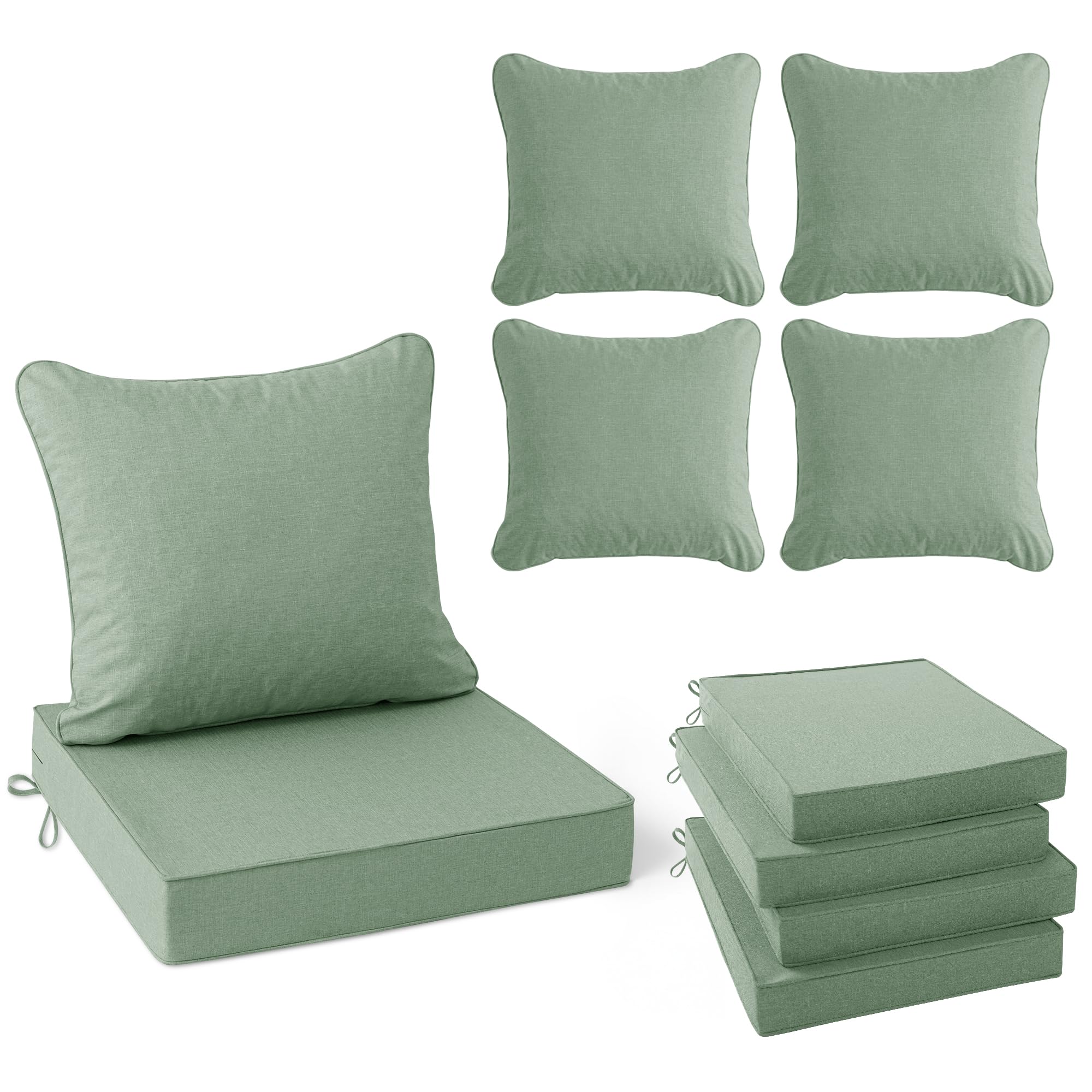 Faux Linen Outdoor Chair Cushion Set