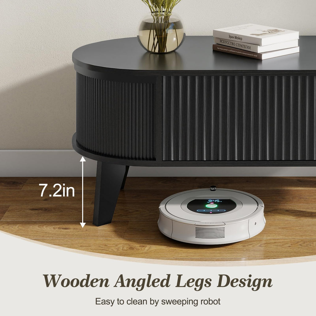 Fluted Lift Top Storage Coffee Table