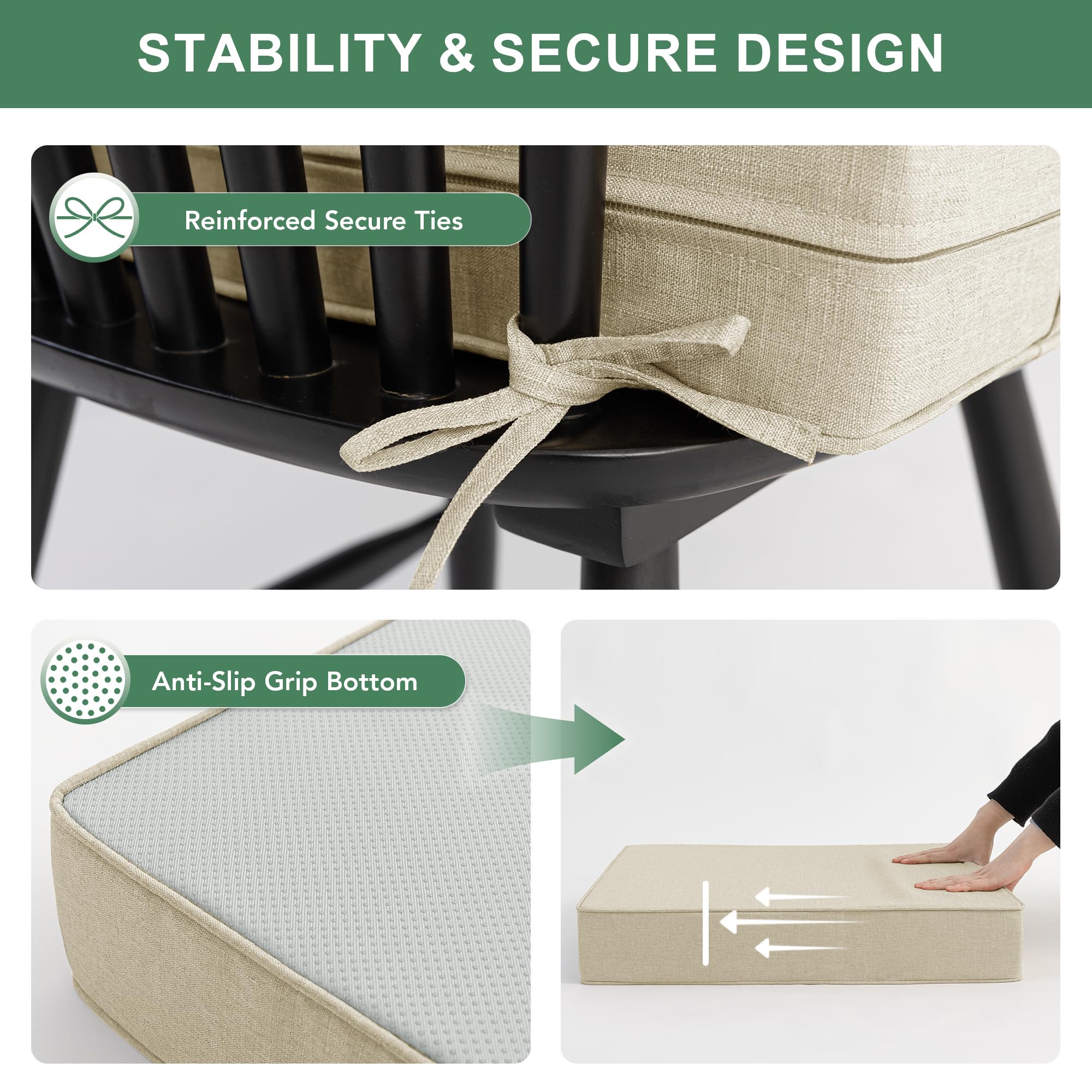 Faux Linen Outdoor Chair Cushion Set