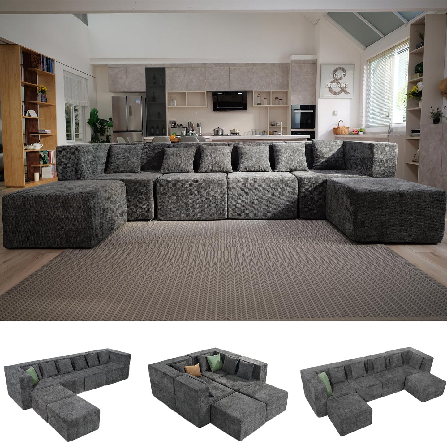 Modular Sectional Sofa with Ottoman