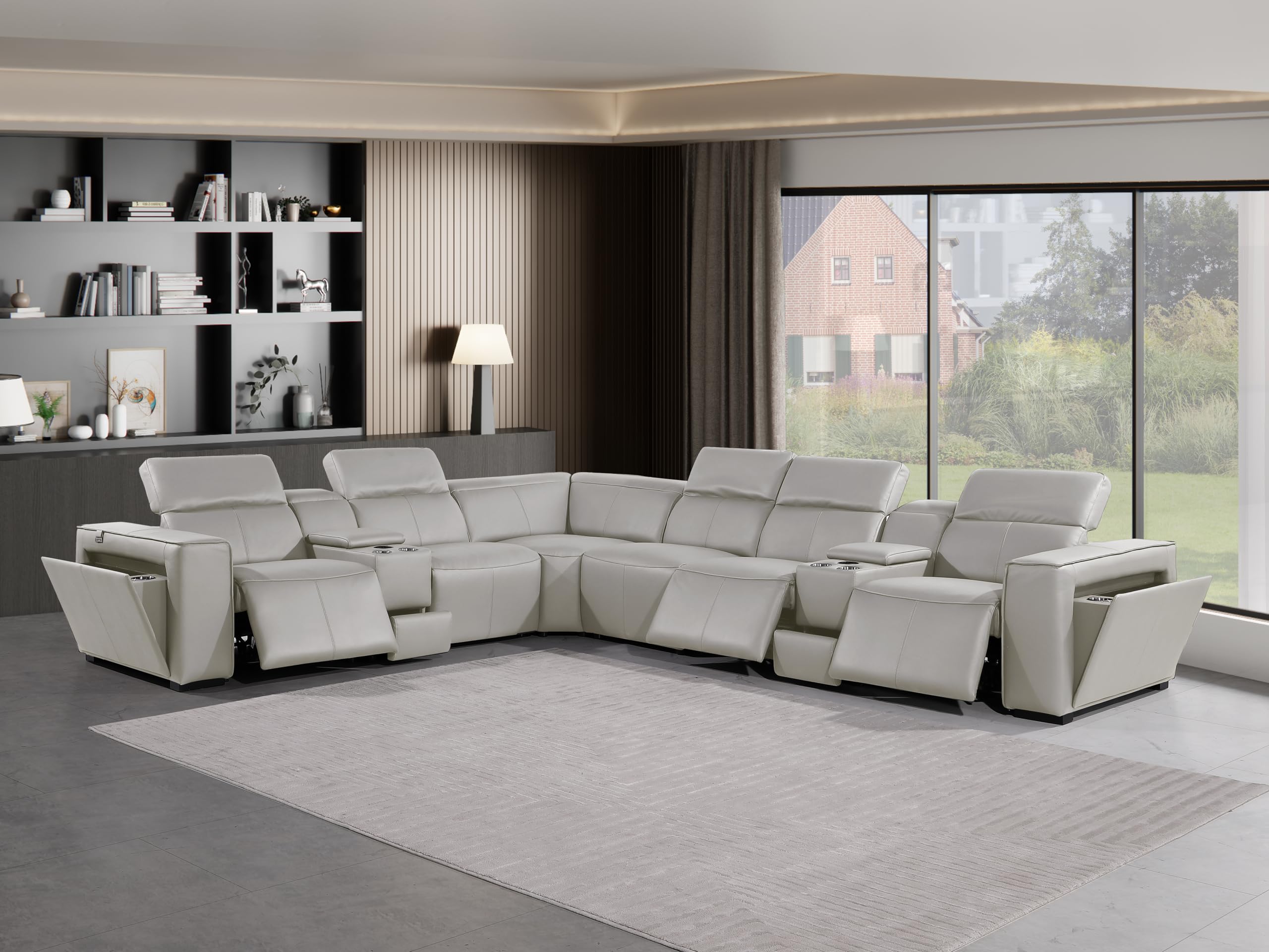 Premium Leather Modular Reclining Sectional Sofa