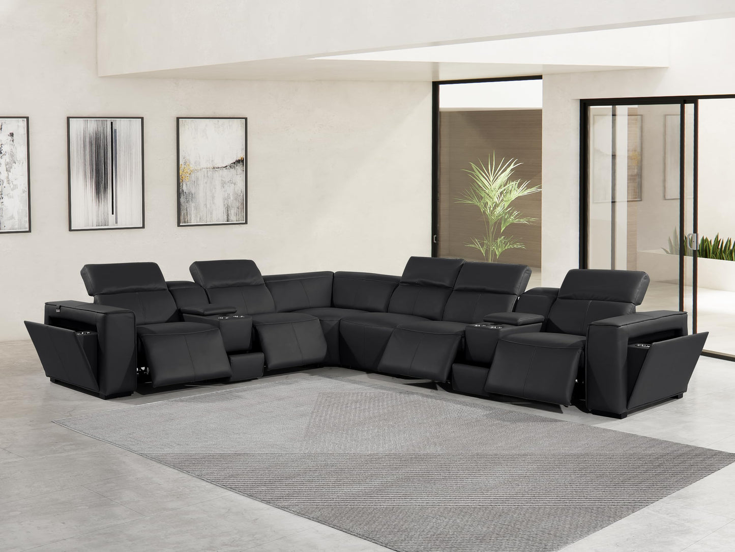 Premium Leather Modular Reclining Sectional Sofa