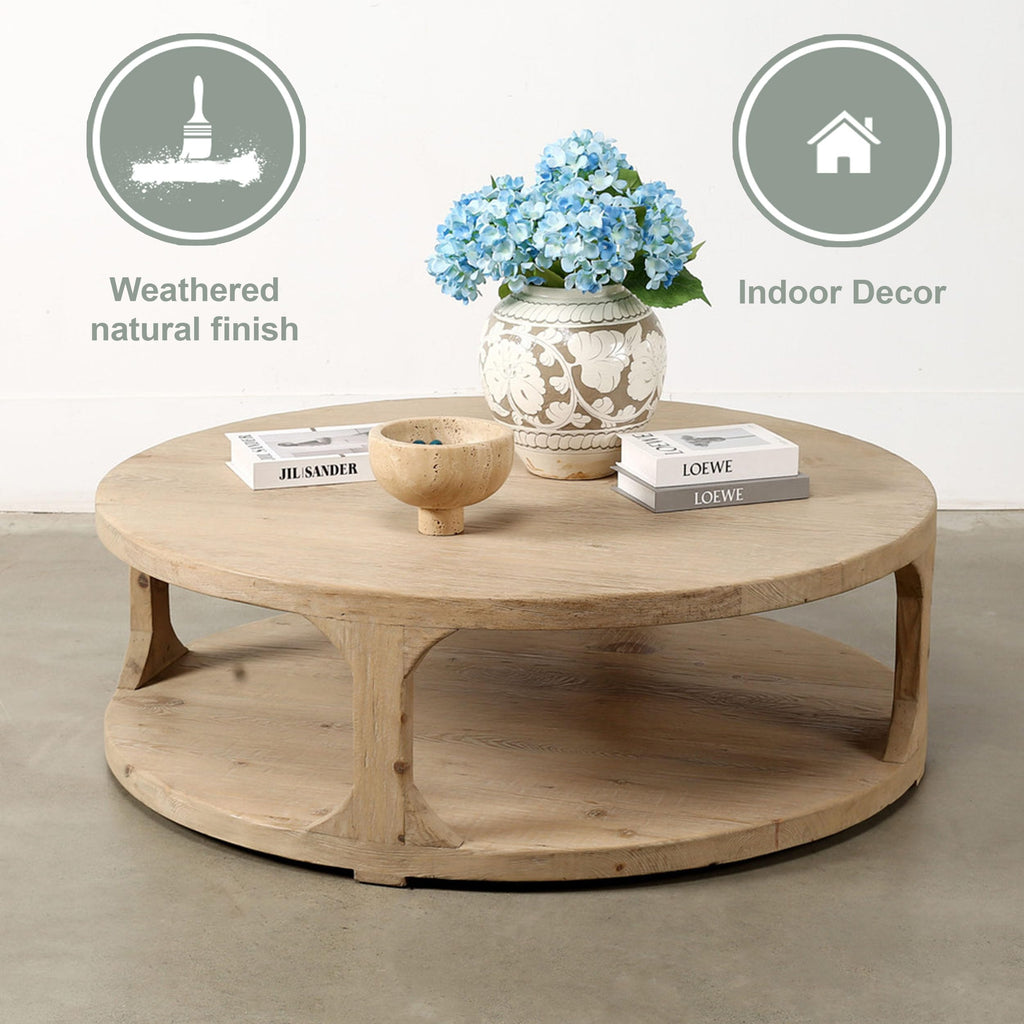 Round Wooden Storage Coffee Table