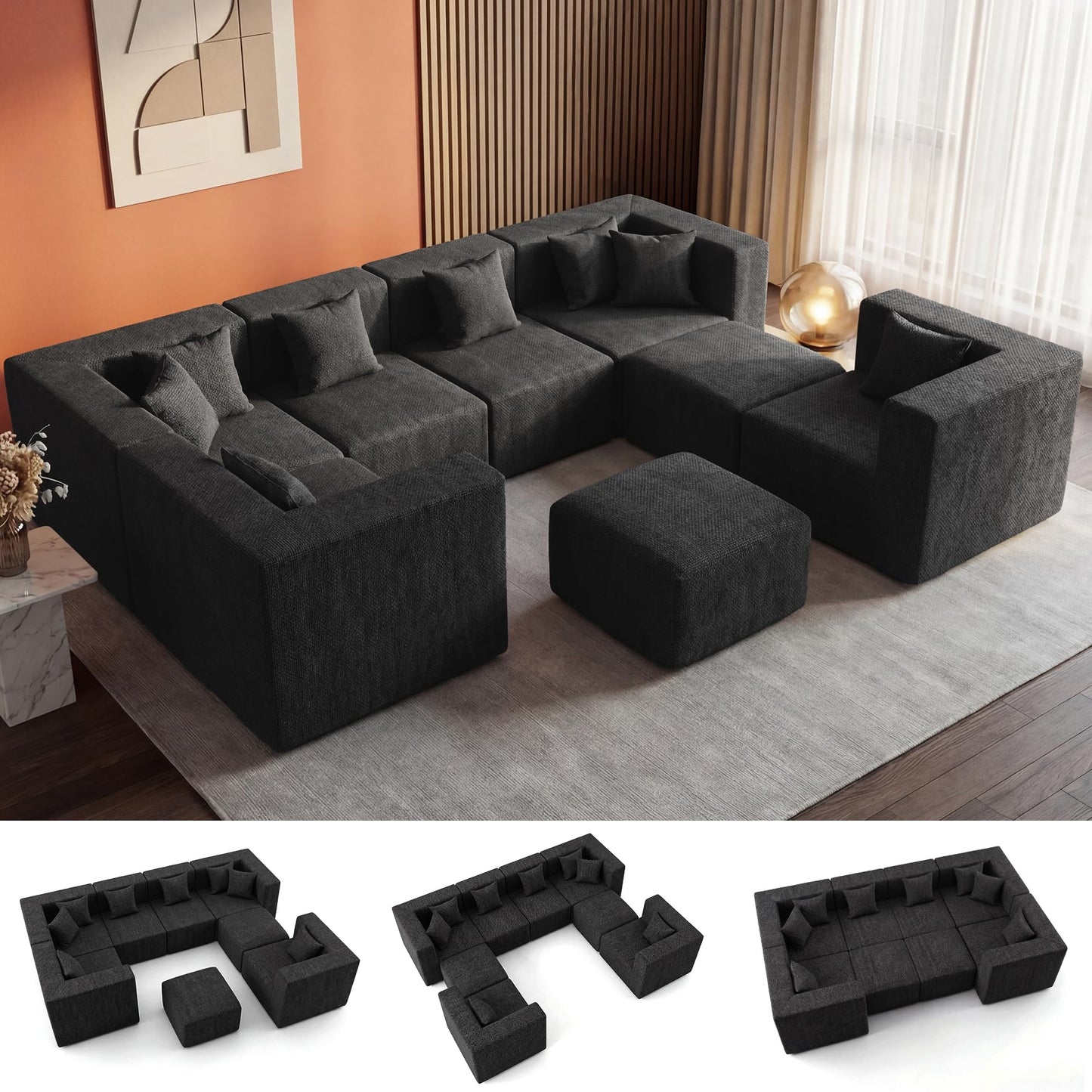 Modular Sectional Sofa with Ottoman