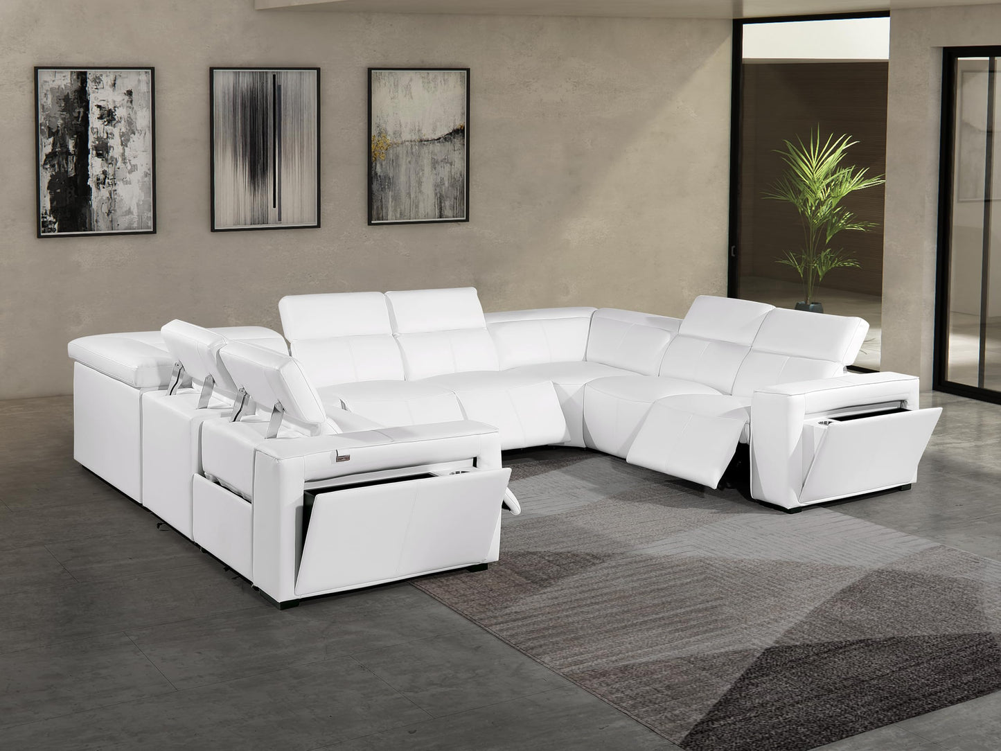 Premium Leather Modular Reclining Sectional Sofa