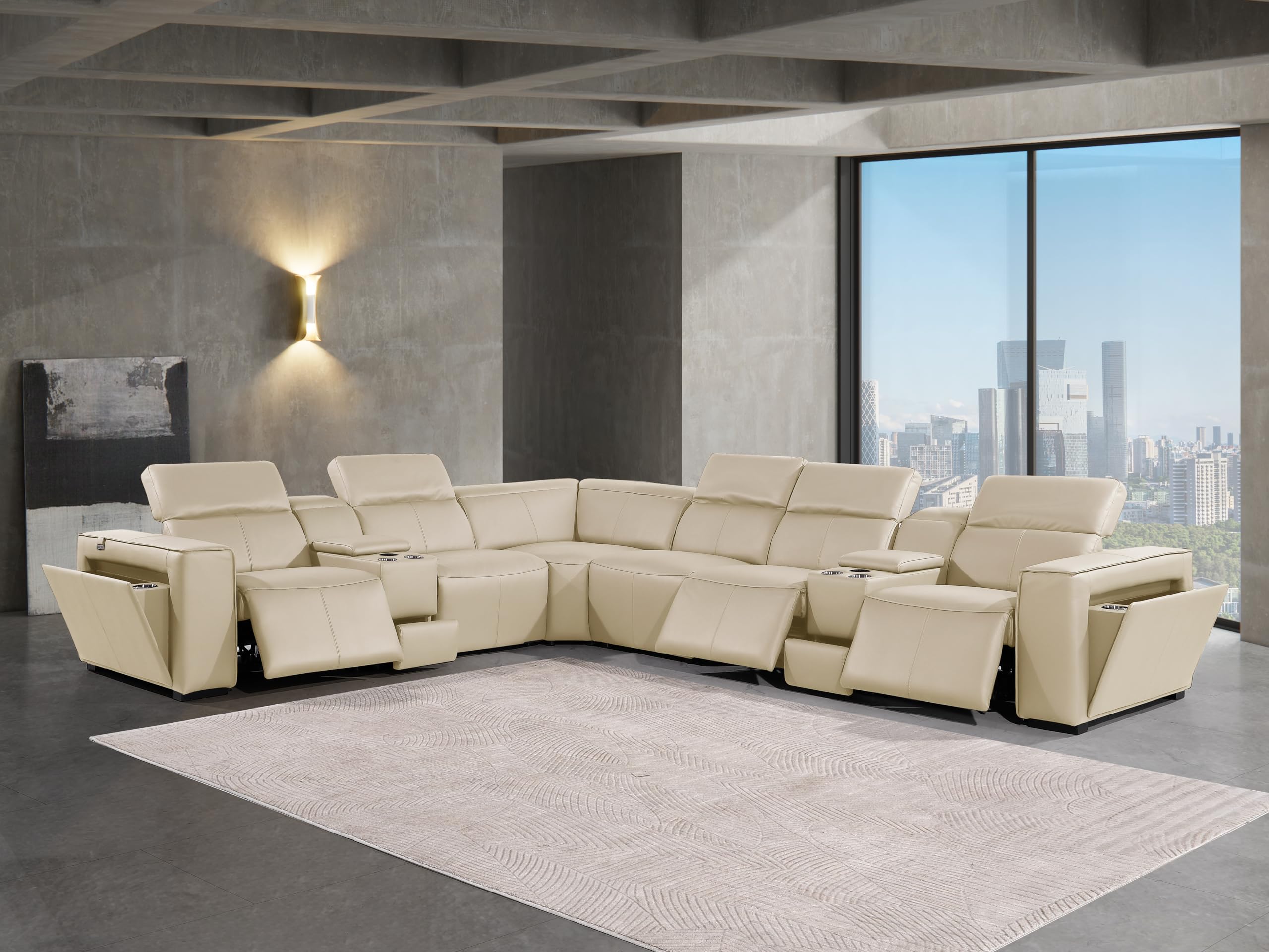 Premium Leather Modular Reclining Sectional Sofa