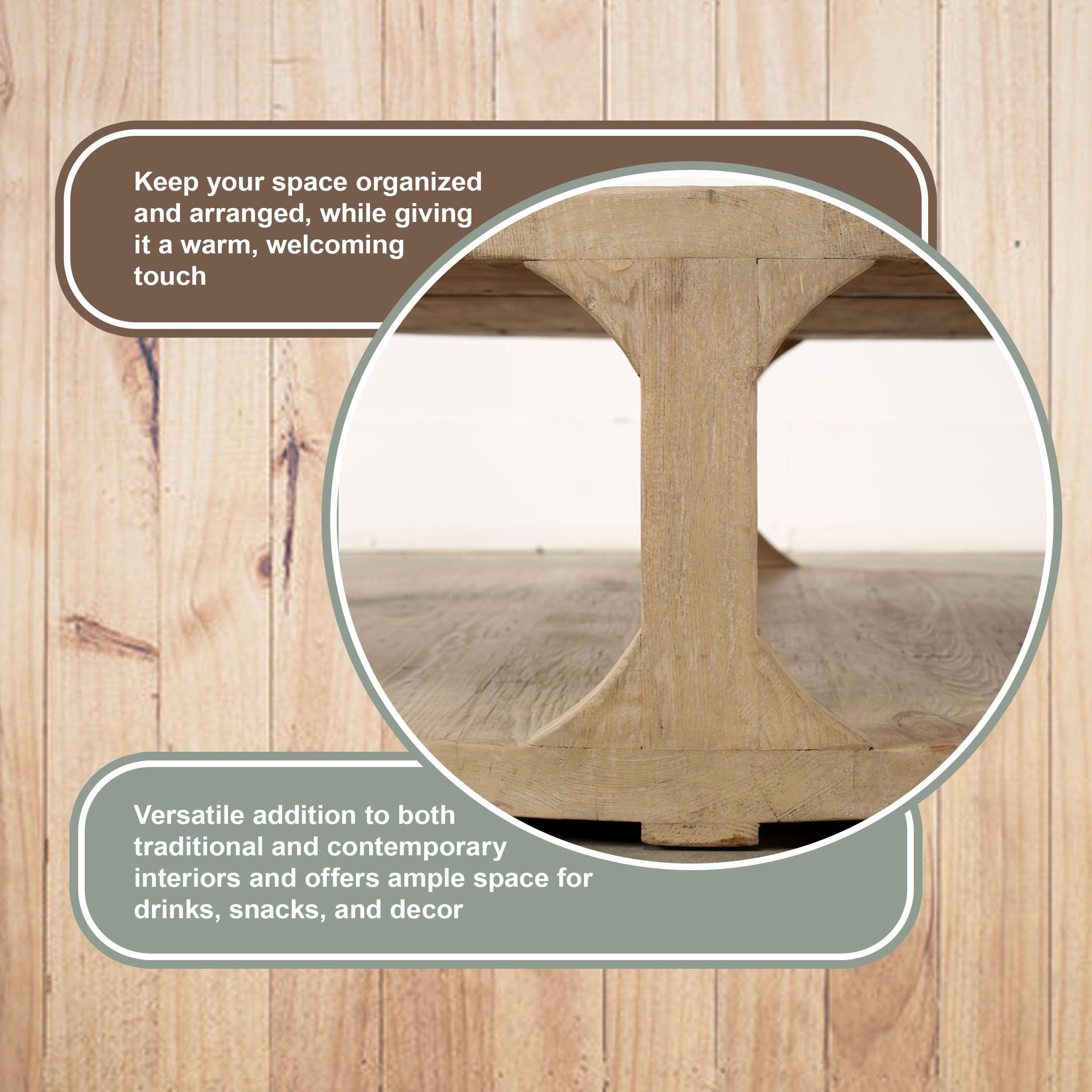 Round Wooden Storage Coffee Table