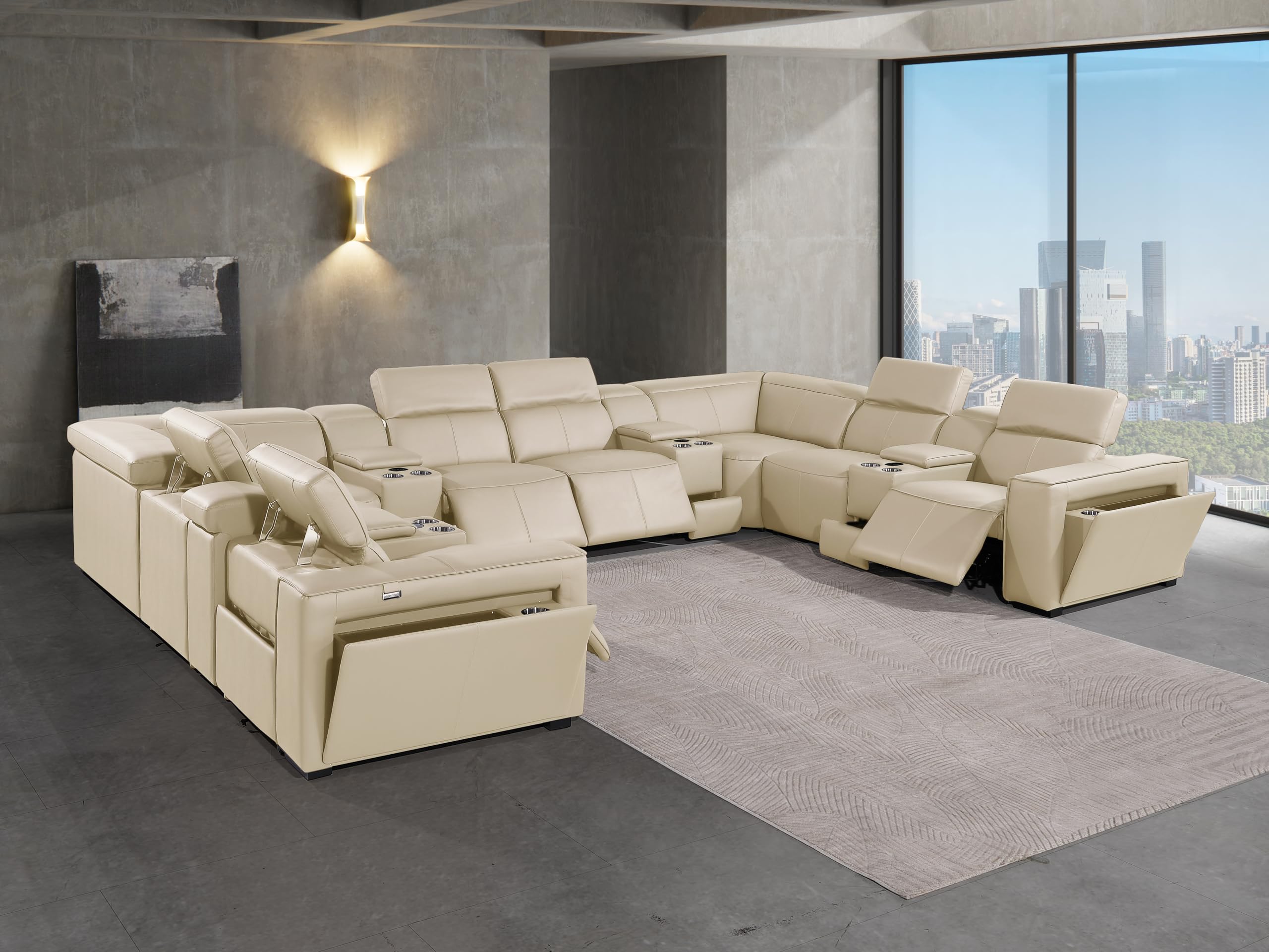 Premium Leather Modular Reclining Sectional Sofa
