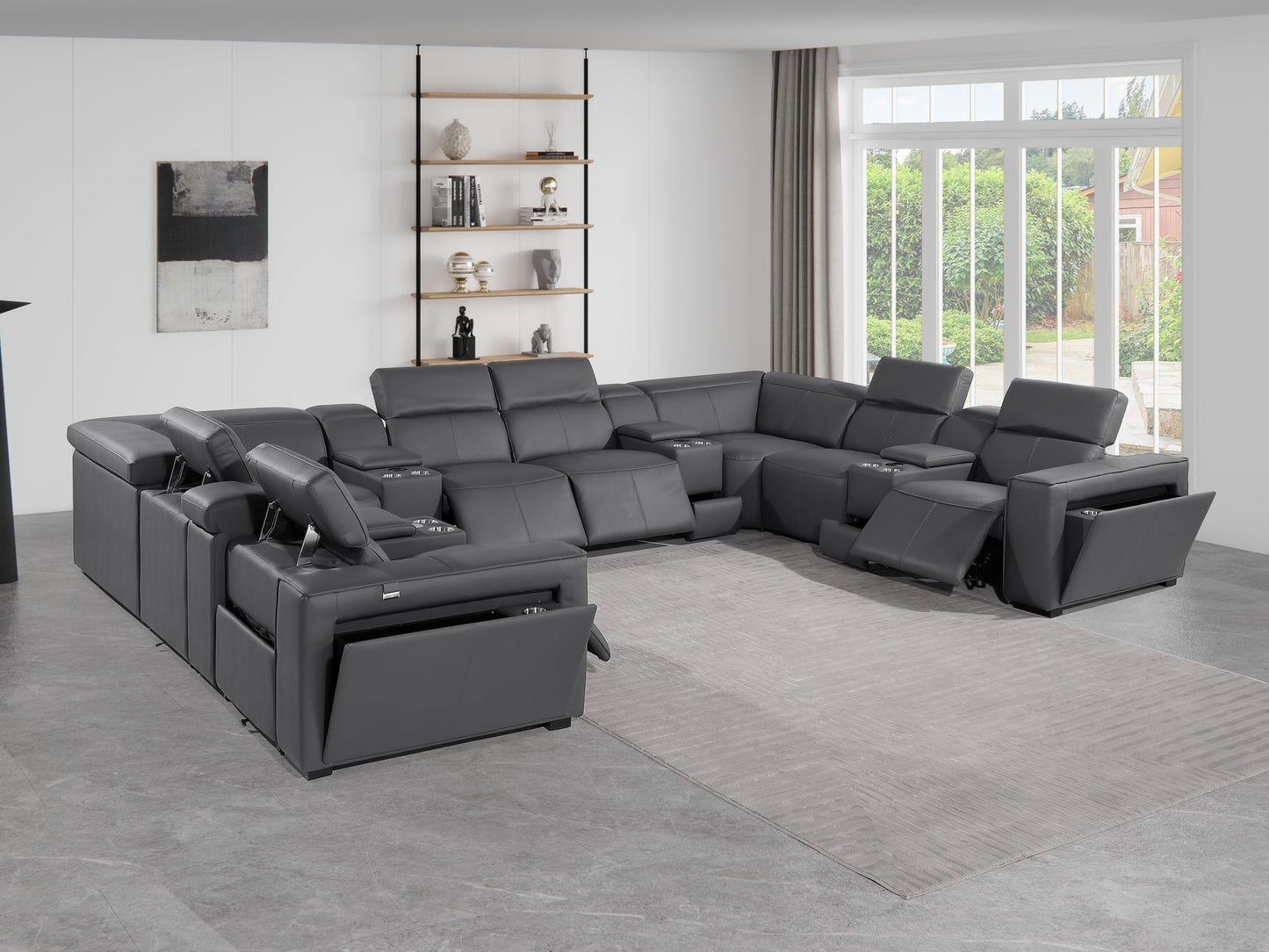 Premium Leather Modular Reclining Sectional Sofa