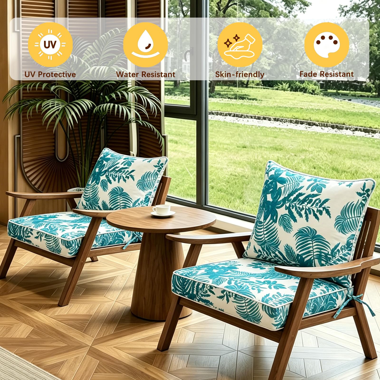Outdoor Deep Seat Chair Cushions Set of 2