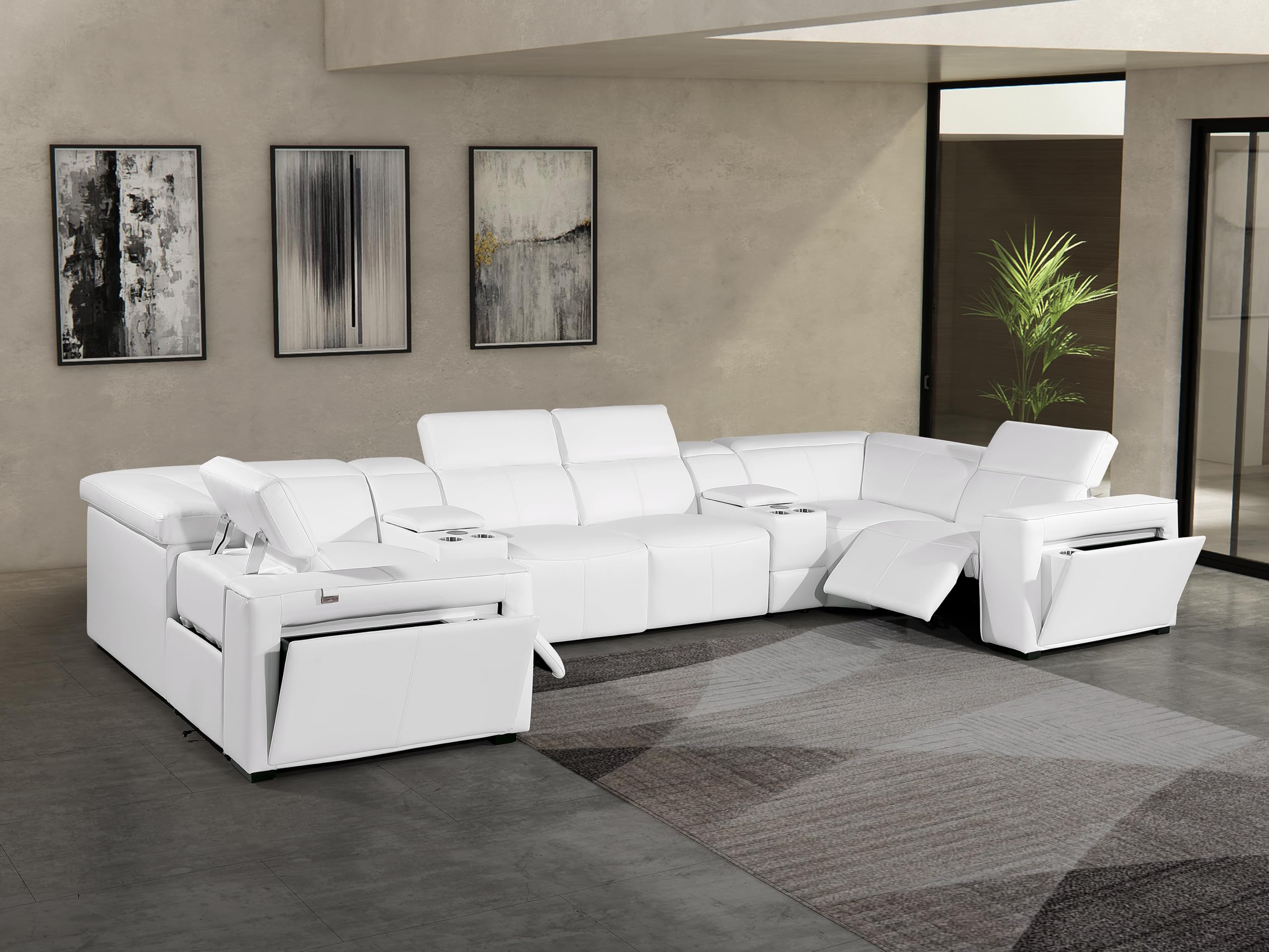Premium Leather Modular Reclining Sectional Sofa