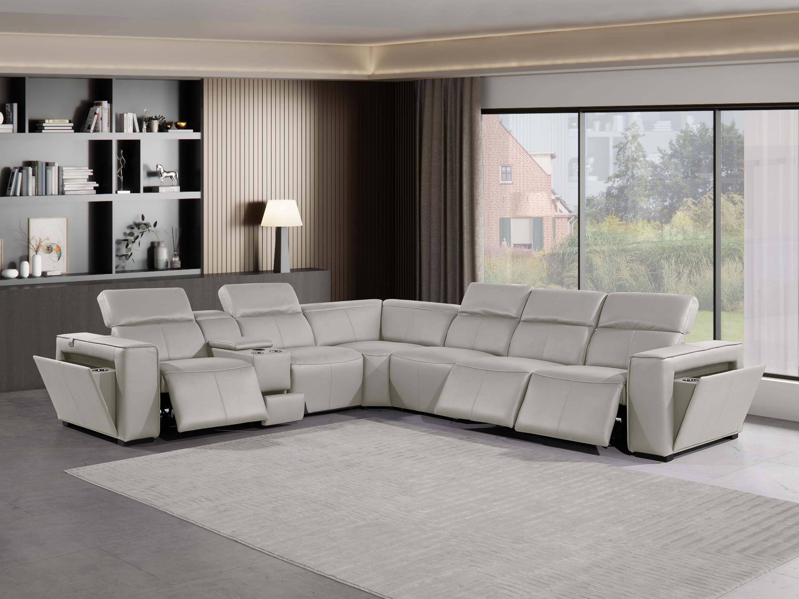 Premium Leather Modular Reclining Sectional Sofa
