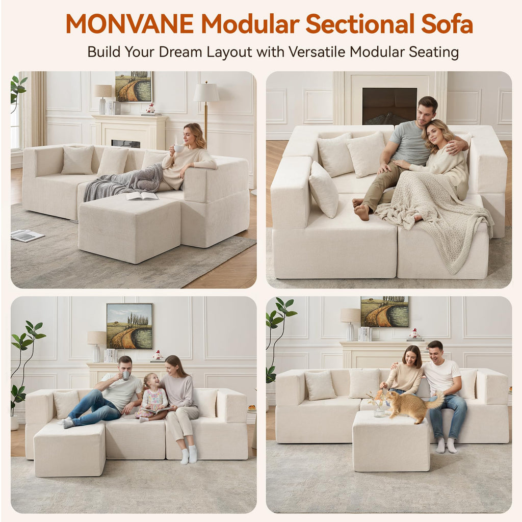 Modular Sectional Sofa with Ottoman