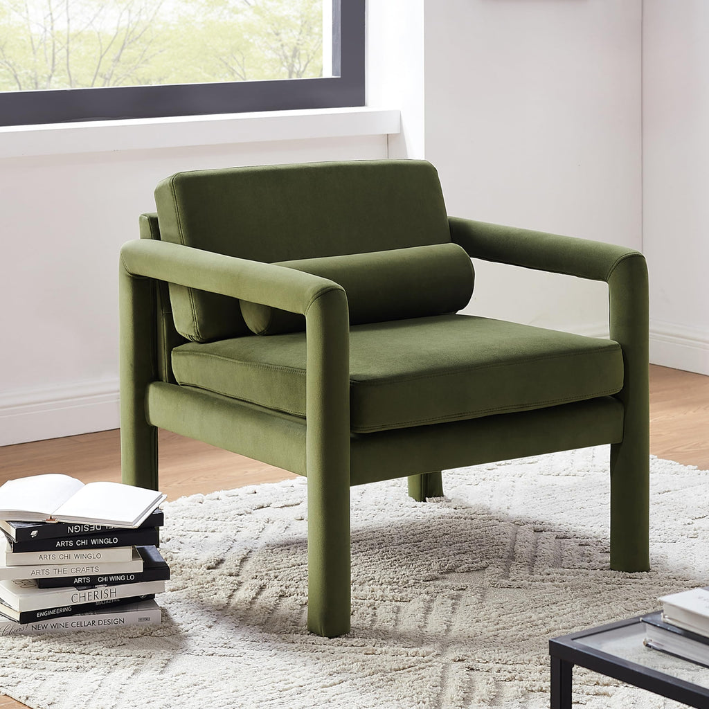 Modern Velvet Accent Chair with Pillow