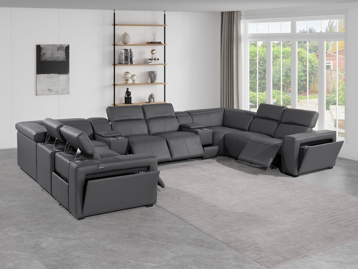 Premium Leather Modular Reclining Sectional Sofa