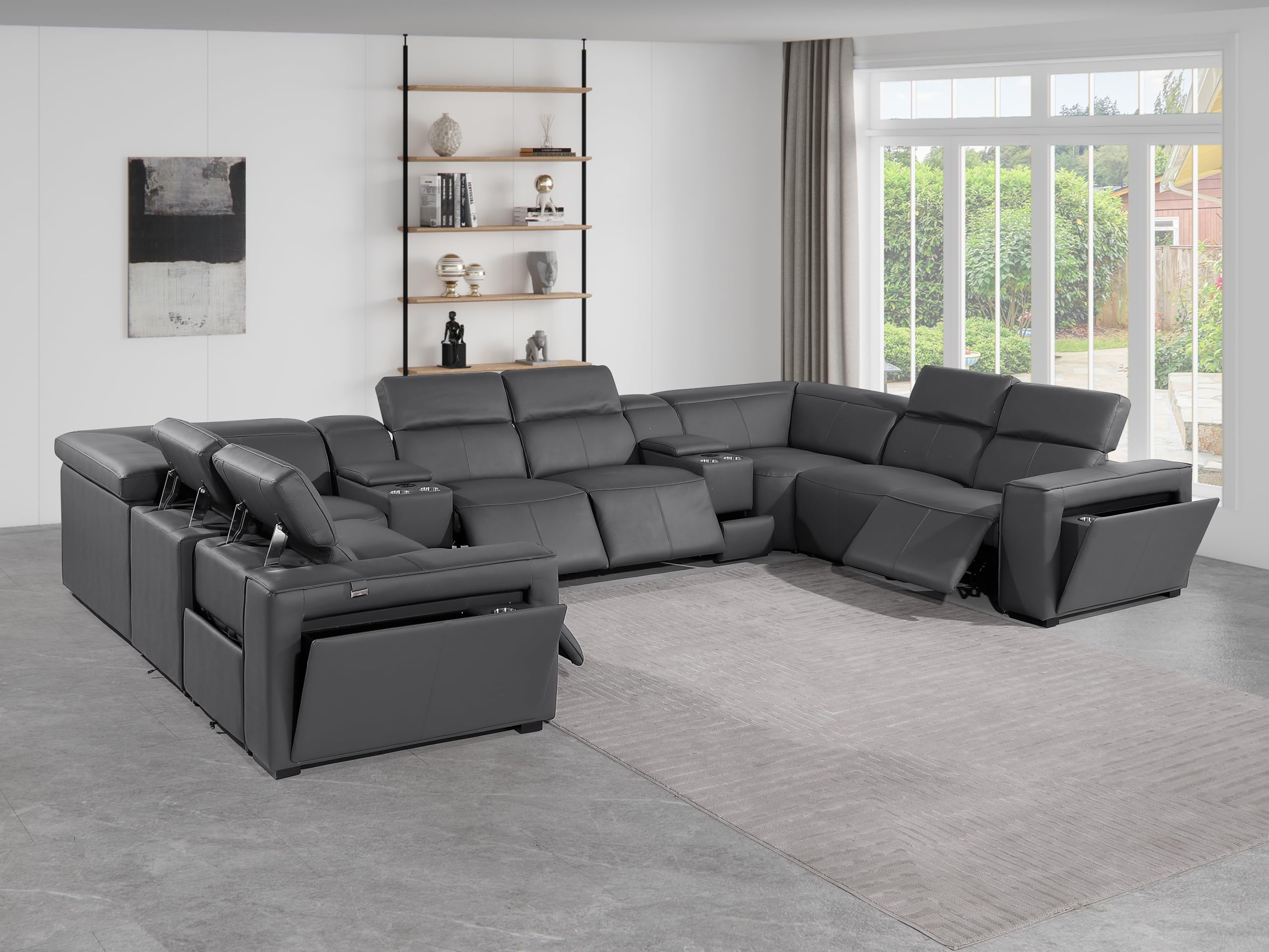 Premium Leather Modular Reclining Sectional Sofa