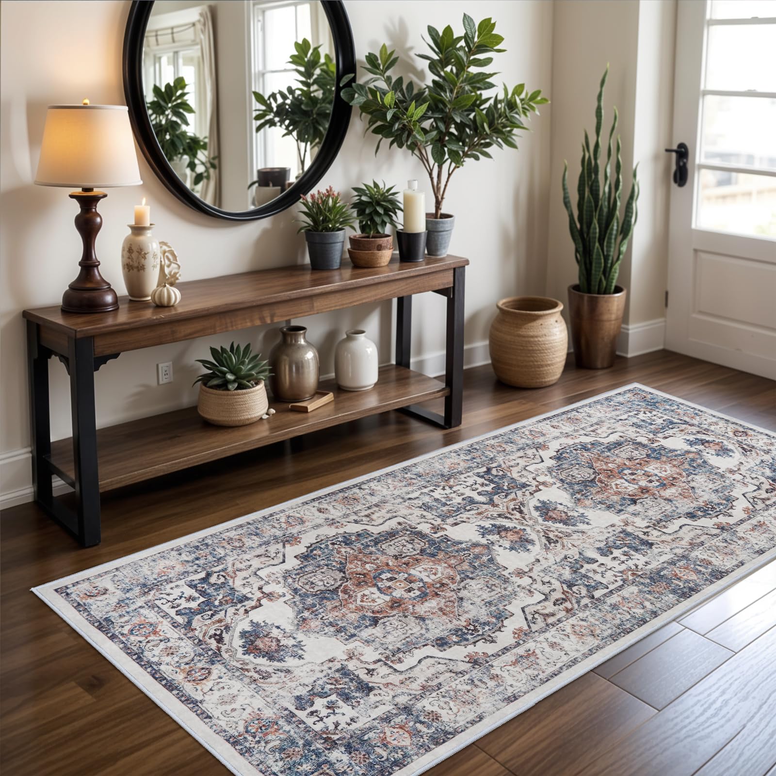Washable Vintage Runner Rug 2x7