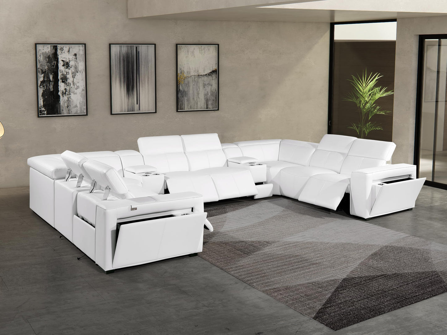 Premium Leather Modular Reclining Sectional Sofa