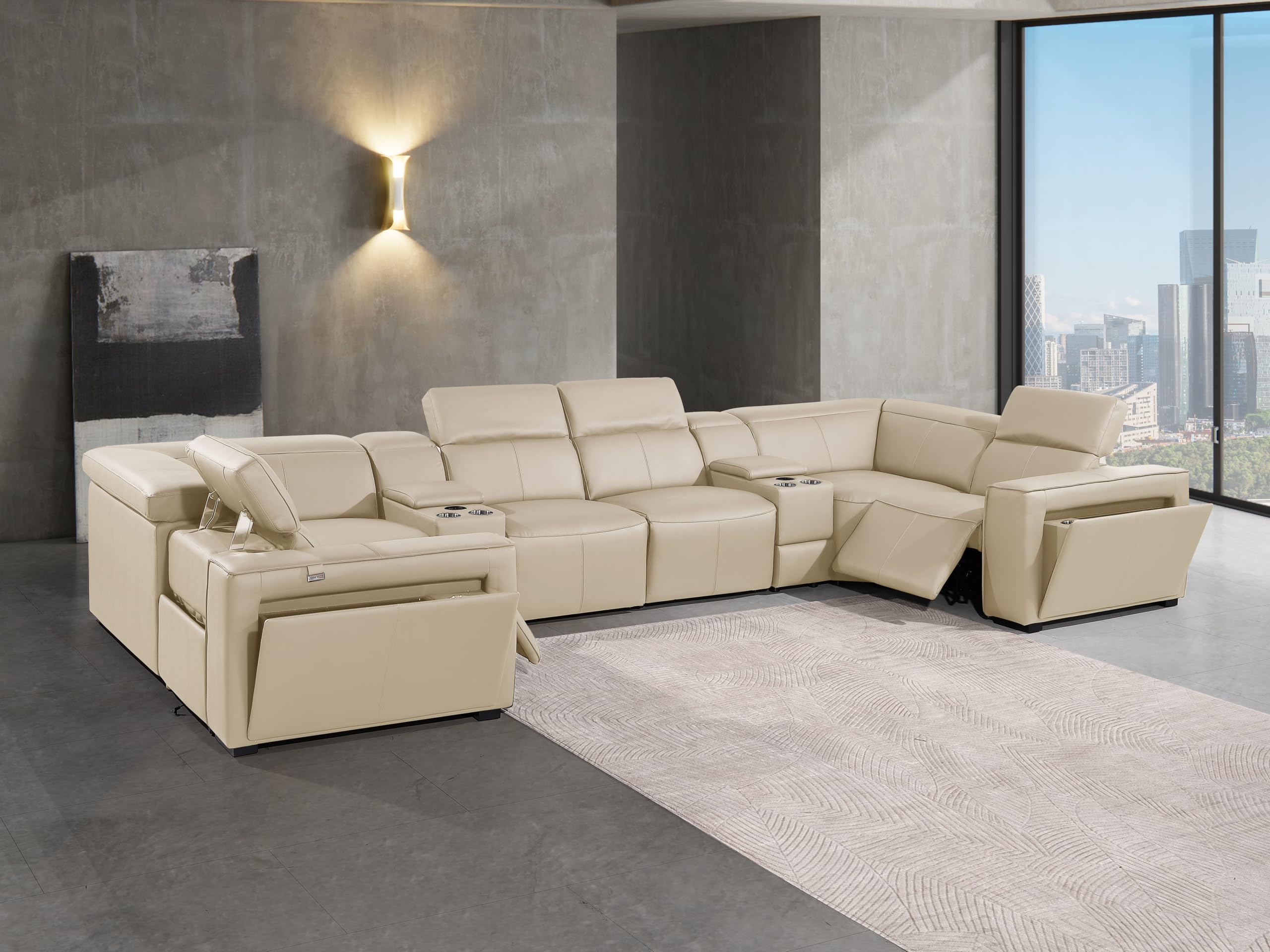 Premium Leather Modular Reclining Sectional Sofa