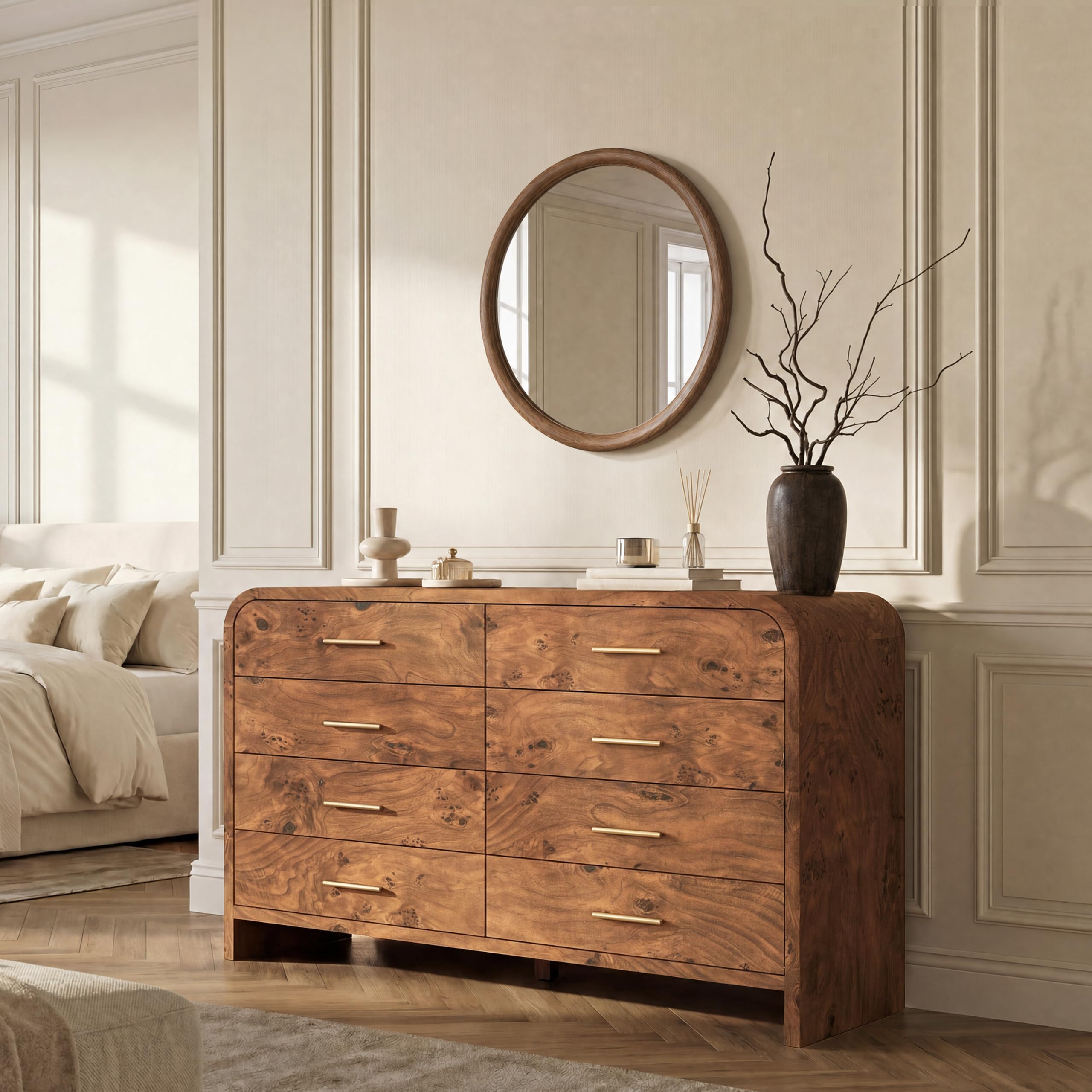 Modern Curved 6 Drawer Dresser
