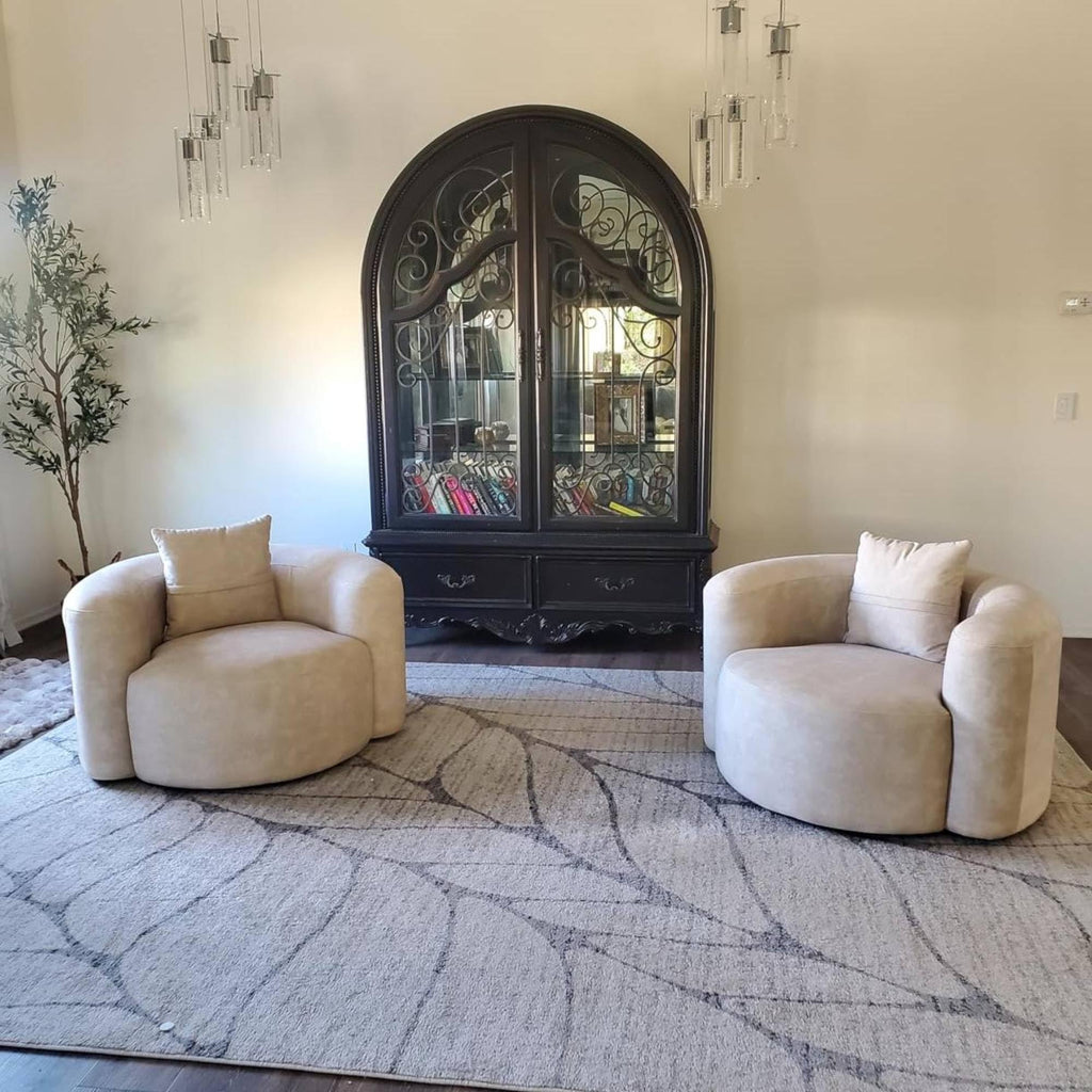 Curved Velvet Accent Chair
