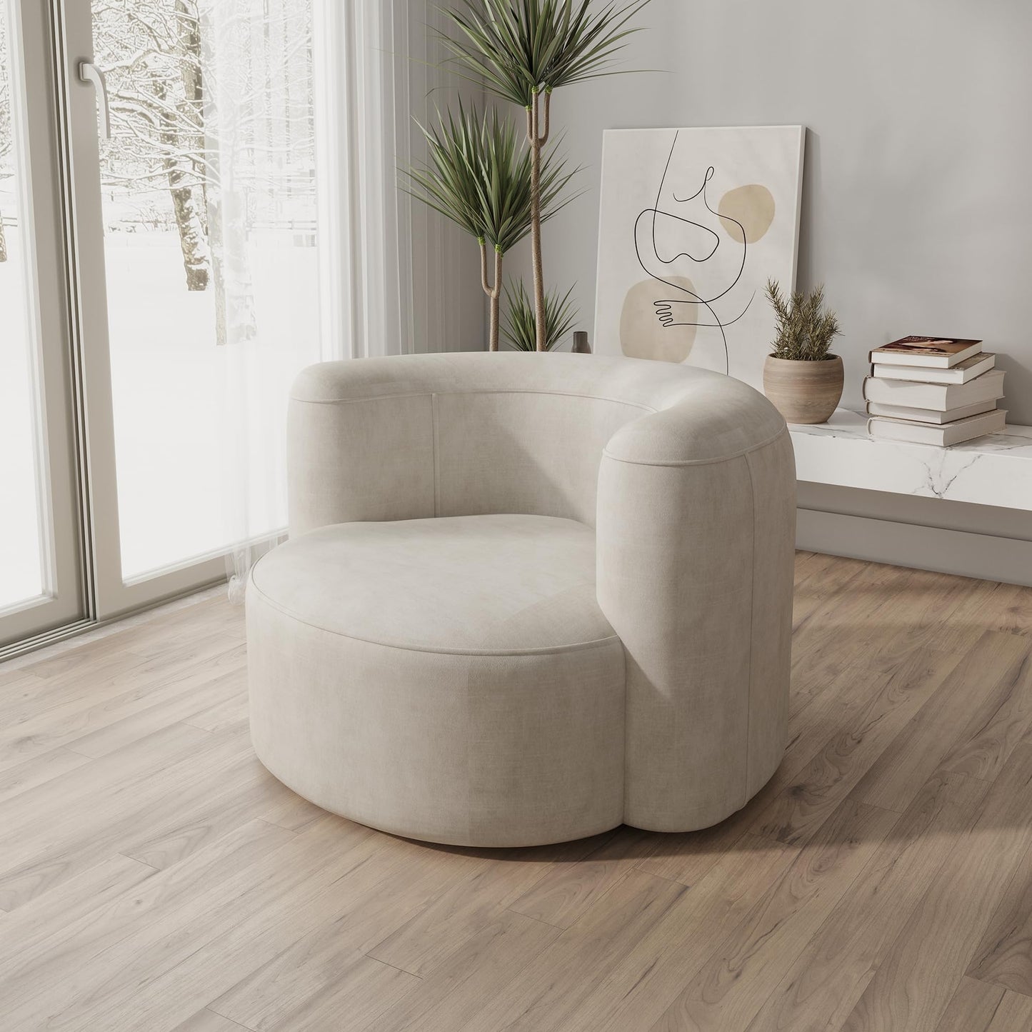Curved Velvet Accent Chair