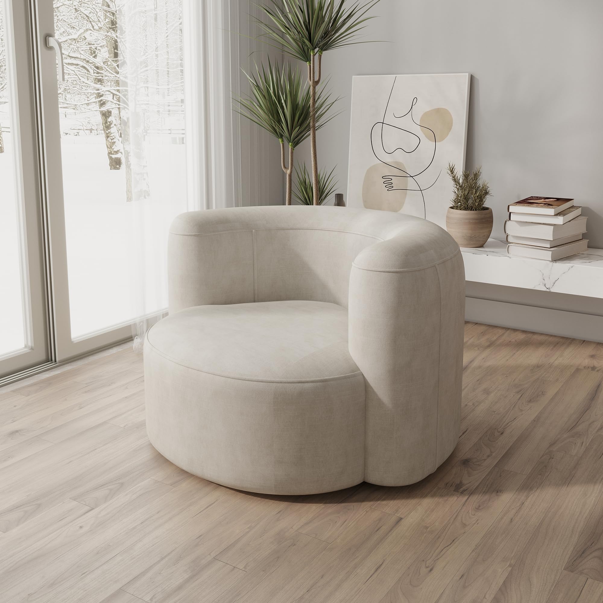 Curved Velvet Accent Chair
