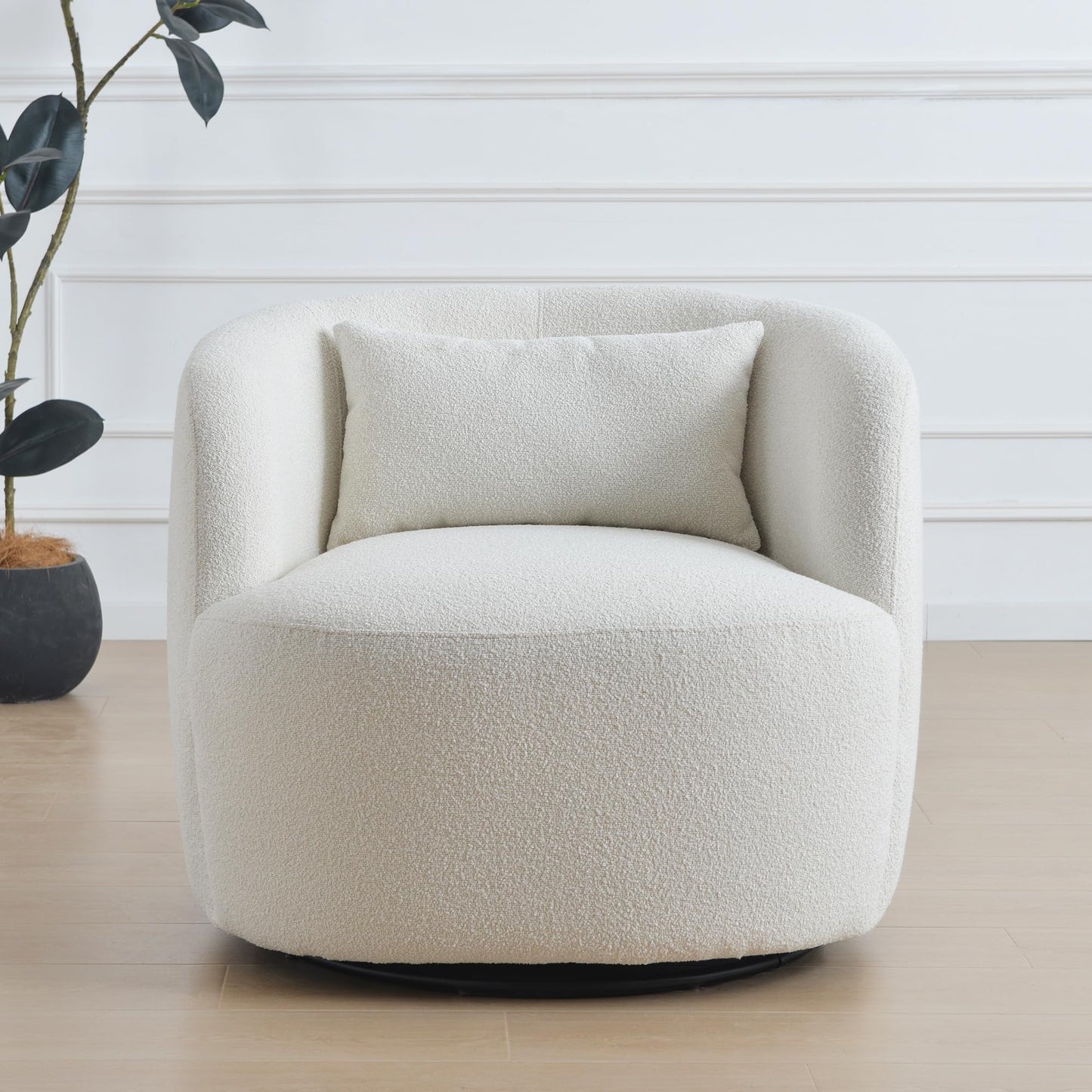 Boucle Swivel Barrel Accent Chairs Set of 2