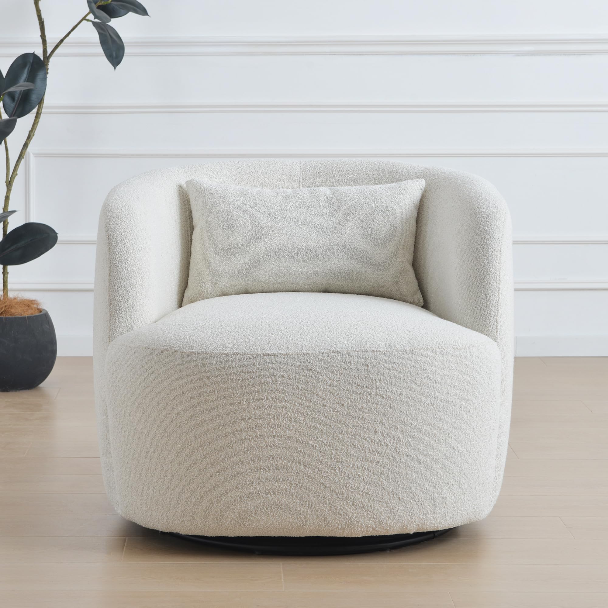 Boucle Swivel Barrel Accent Chairs Set of 2