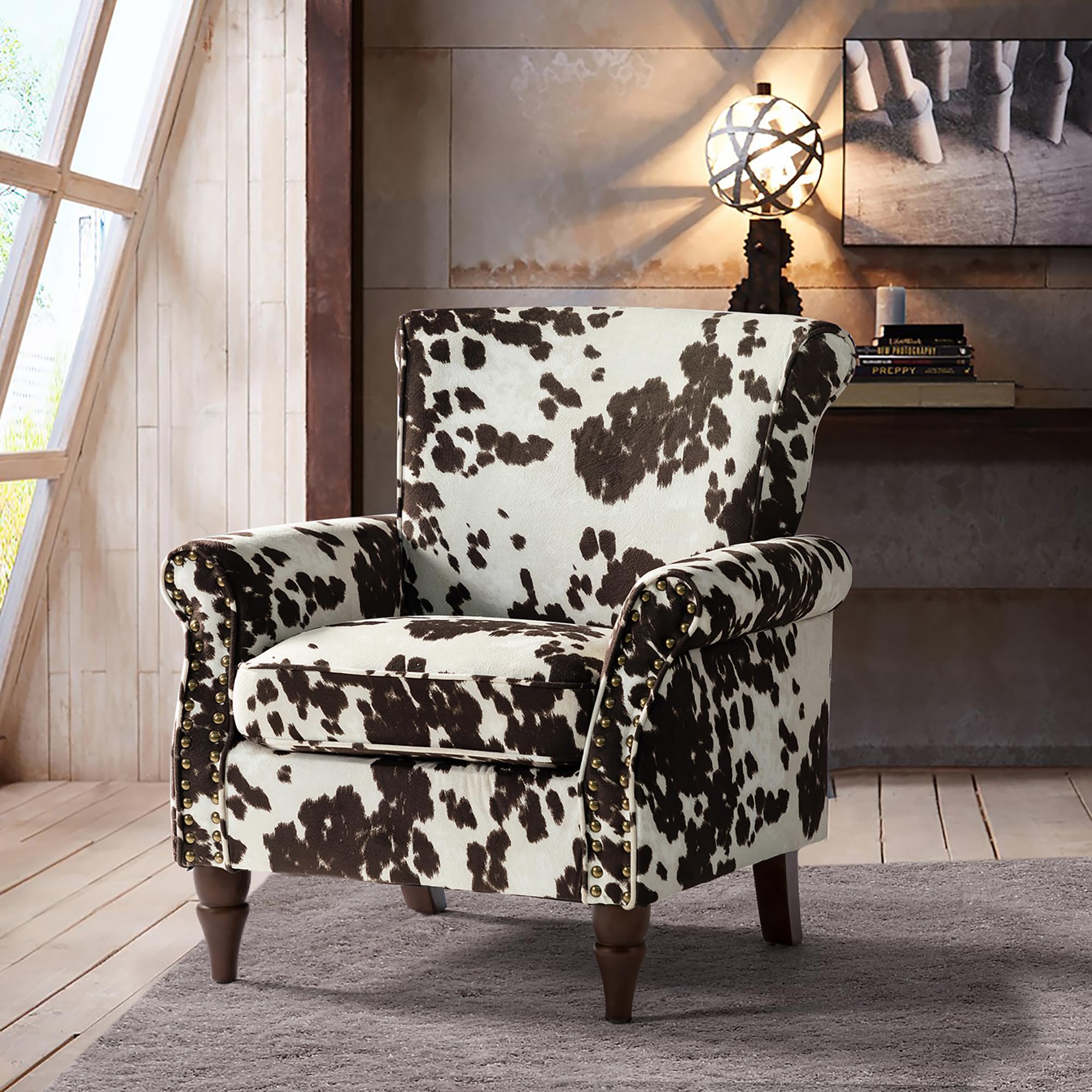 Modern Wingback Accent Chair with Wood Legs