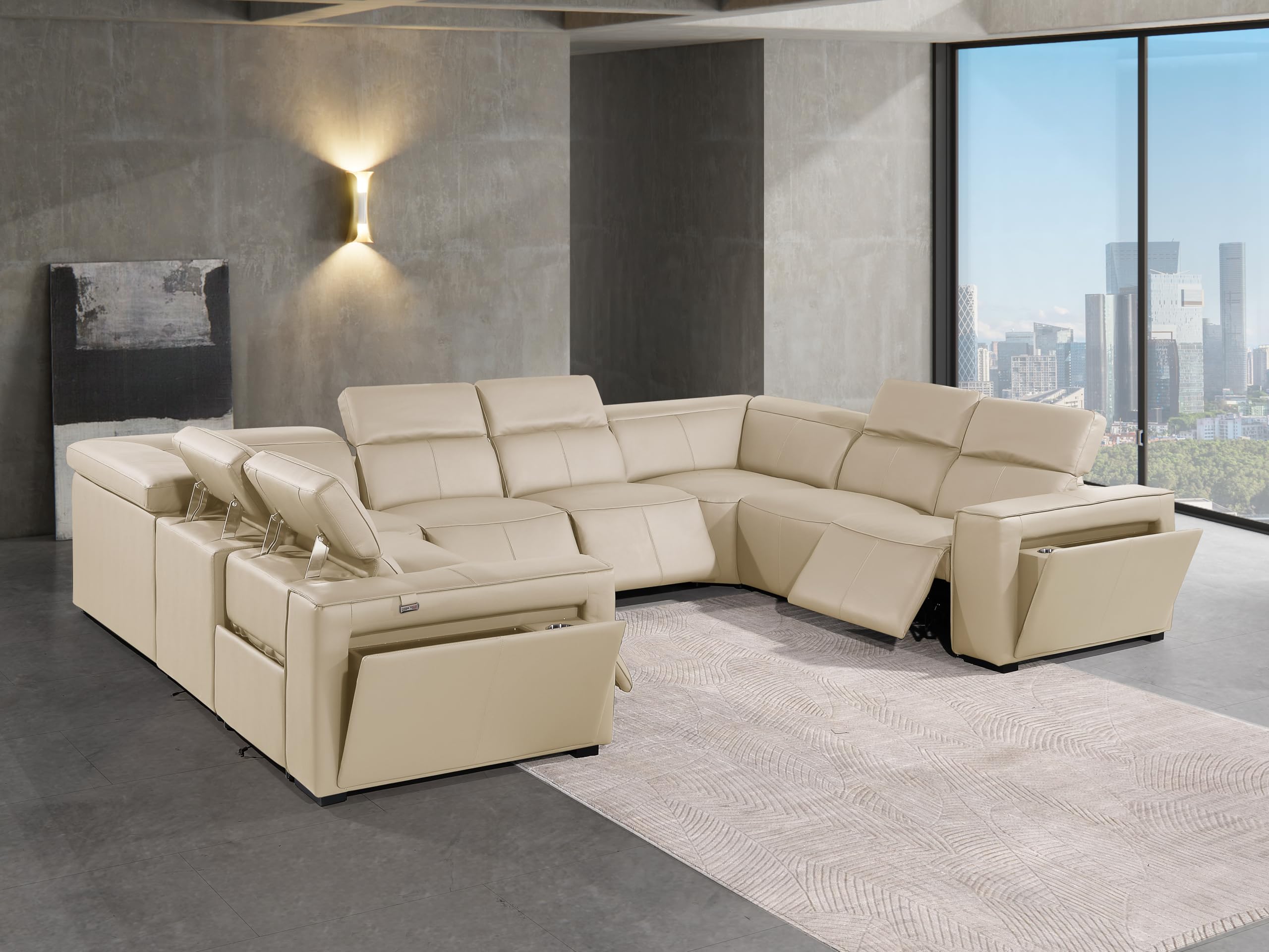 Premium Leather Modular Reclining Sectional Sofa