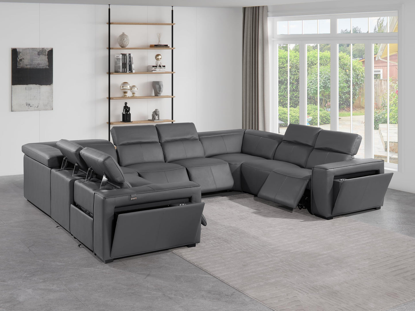 Premium Leather Modular Reclining Sectional Sofa