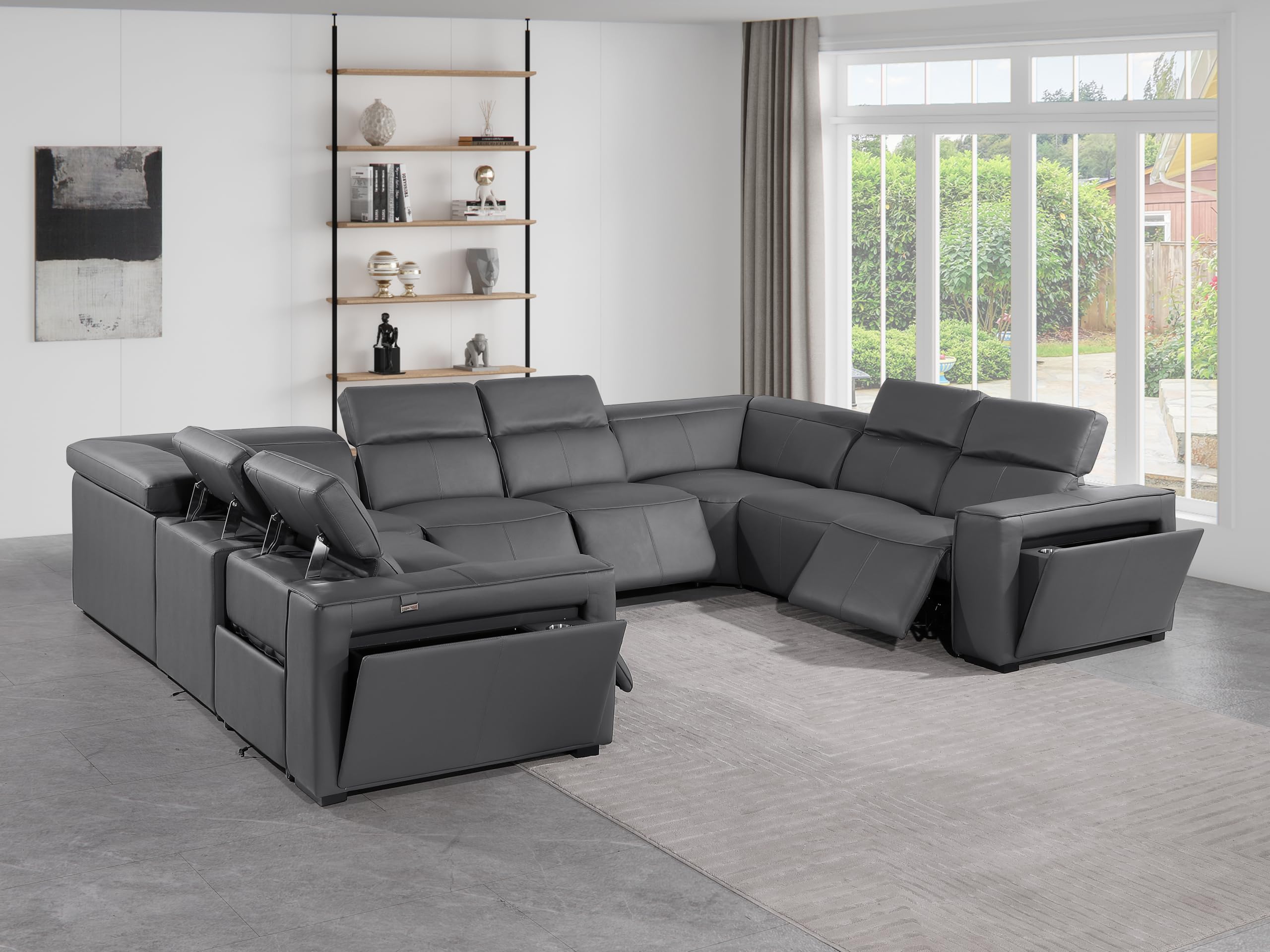 Premium Leather Modular Reclining Sectional Sofa