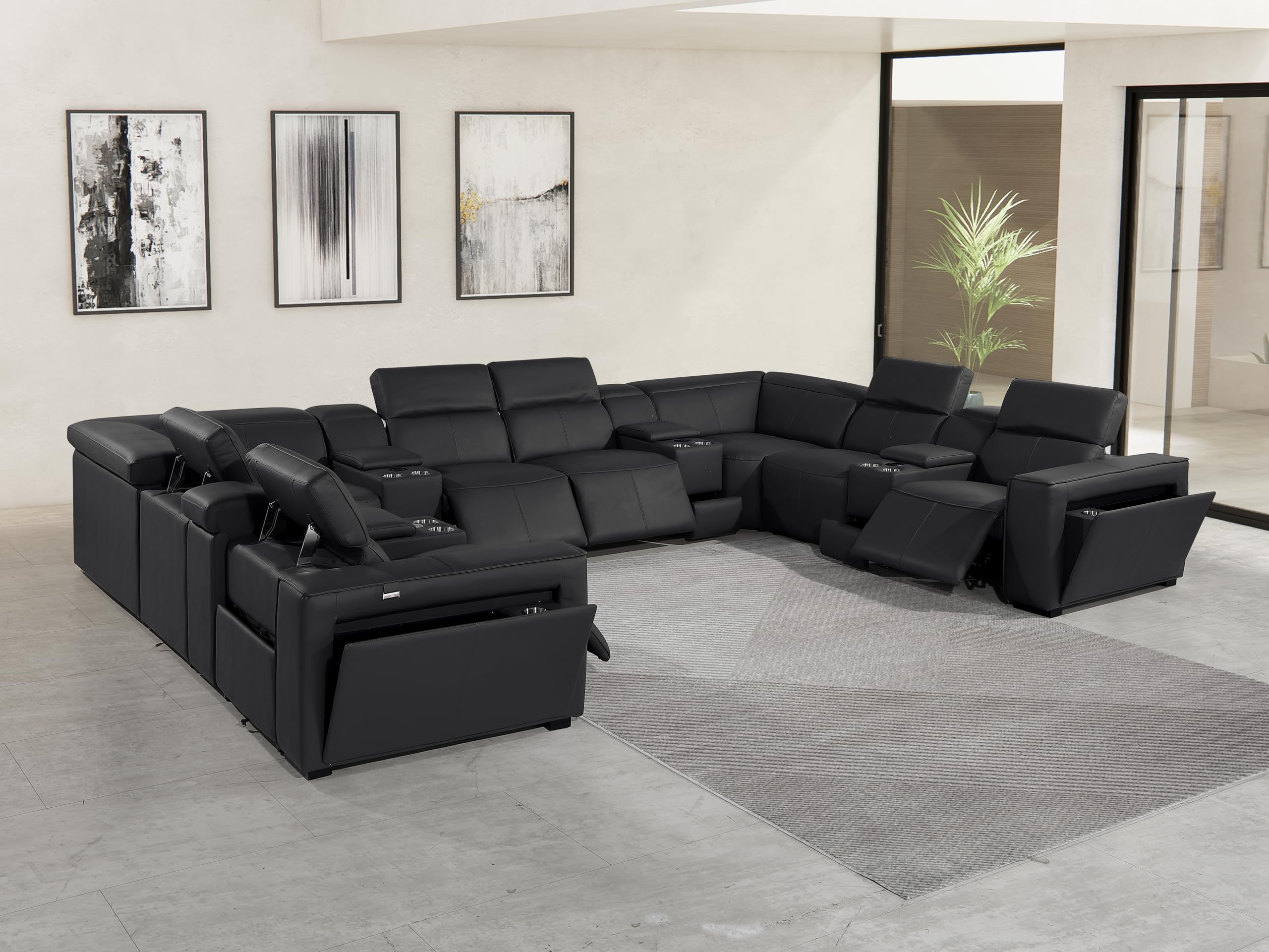 Premium Leather Modular Reclining Sectional Sofa