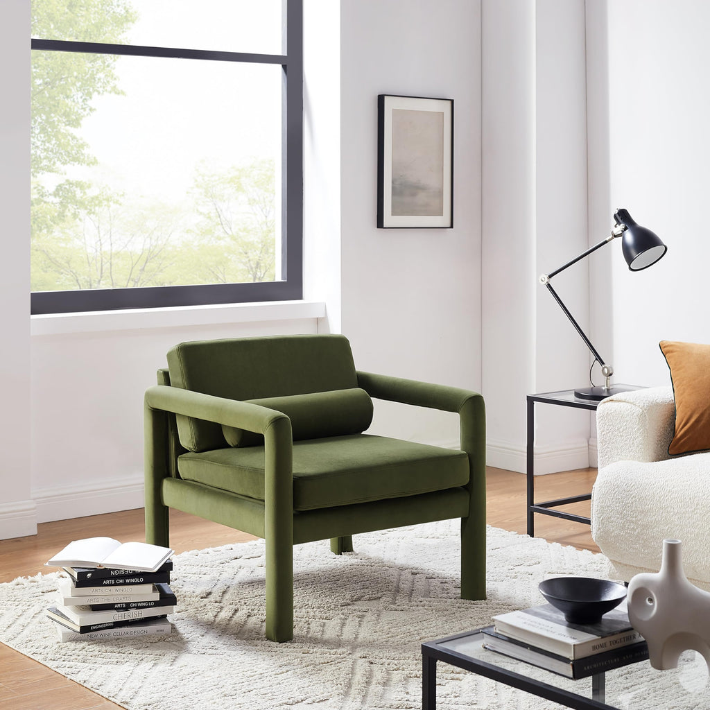 Modern Velvet Accent Chair with Pillow
