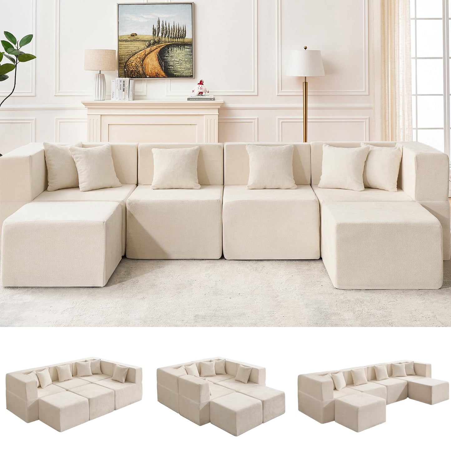 Modular Sectional Sofa with Ottoman
