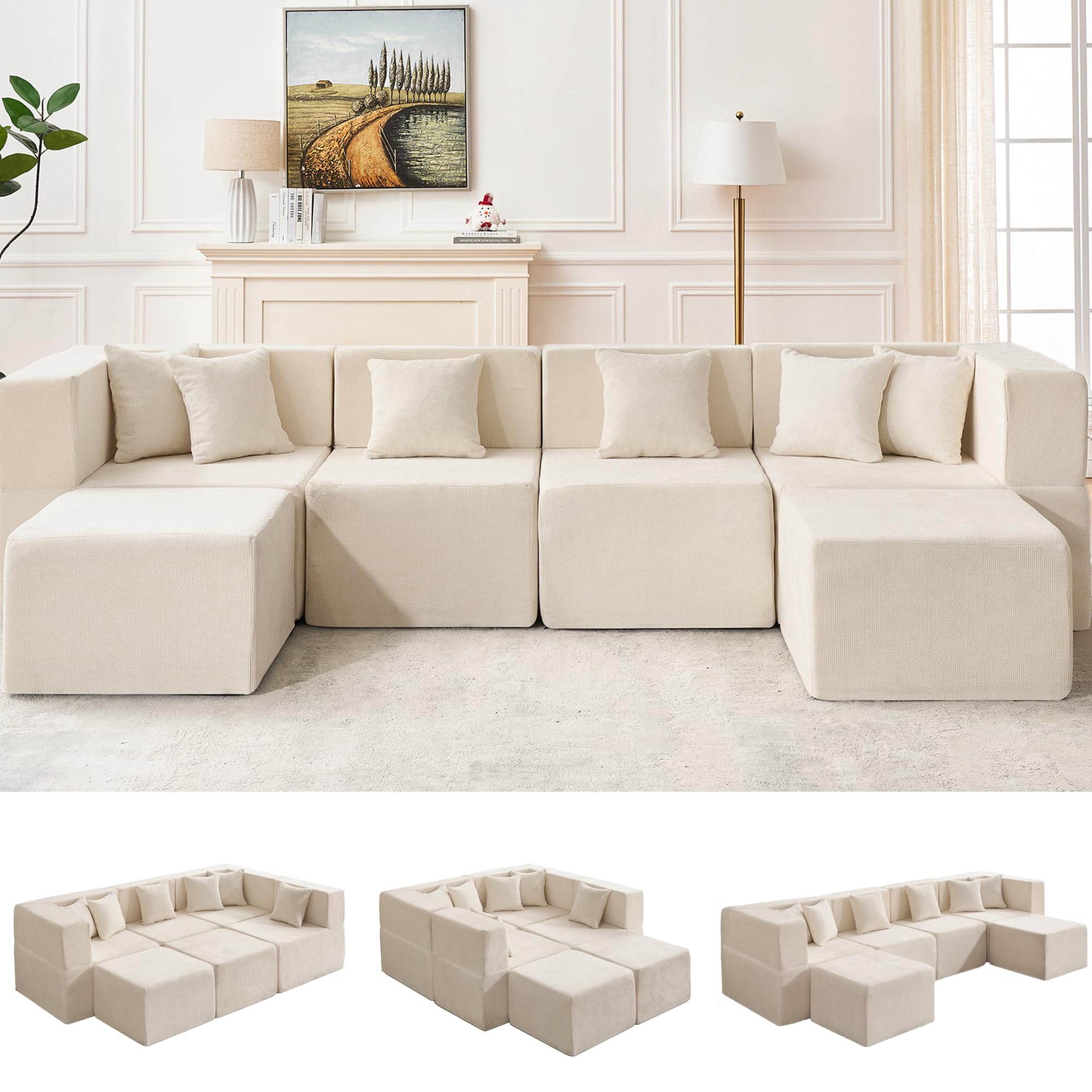 Modular Sectional Sofa with Ottoman