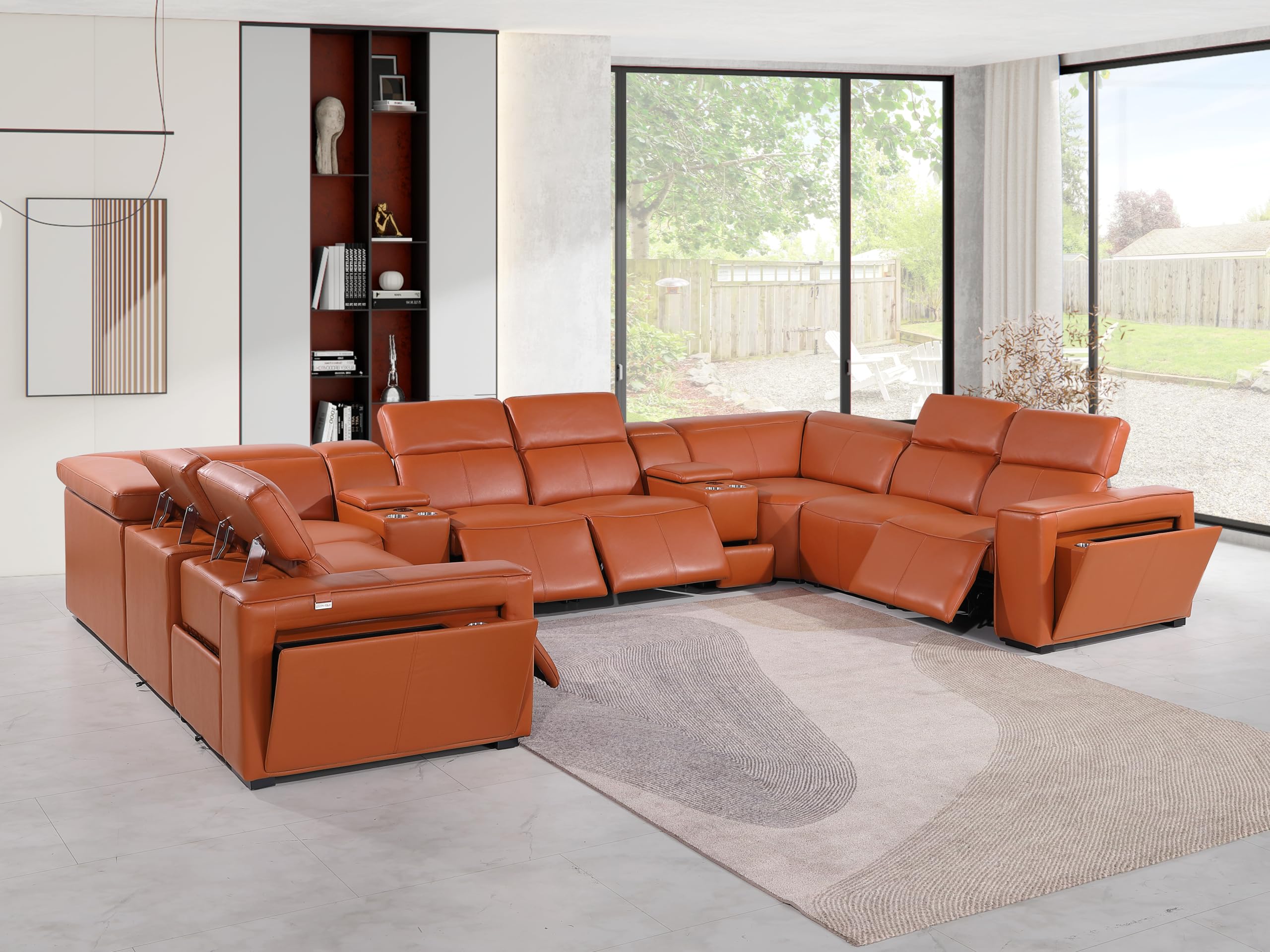 Premium Leather Modular Reclining Sectional Sofa