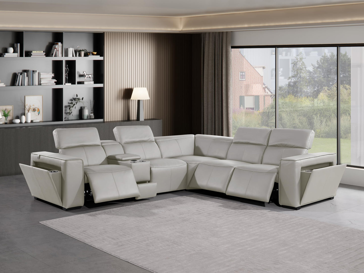 Premium Leather Modular Reclining Sectional Sofa