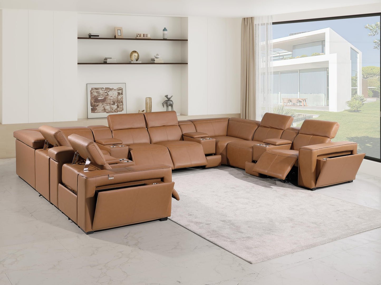 Premium Leather Modular Reclining Sectional Sofa