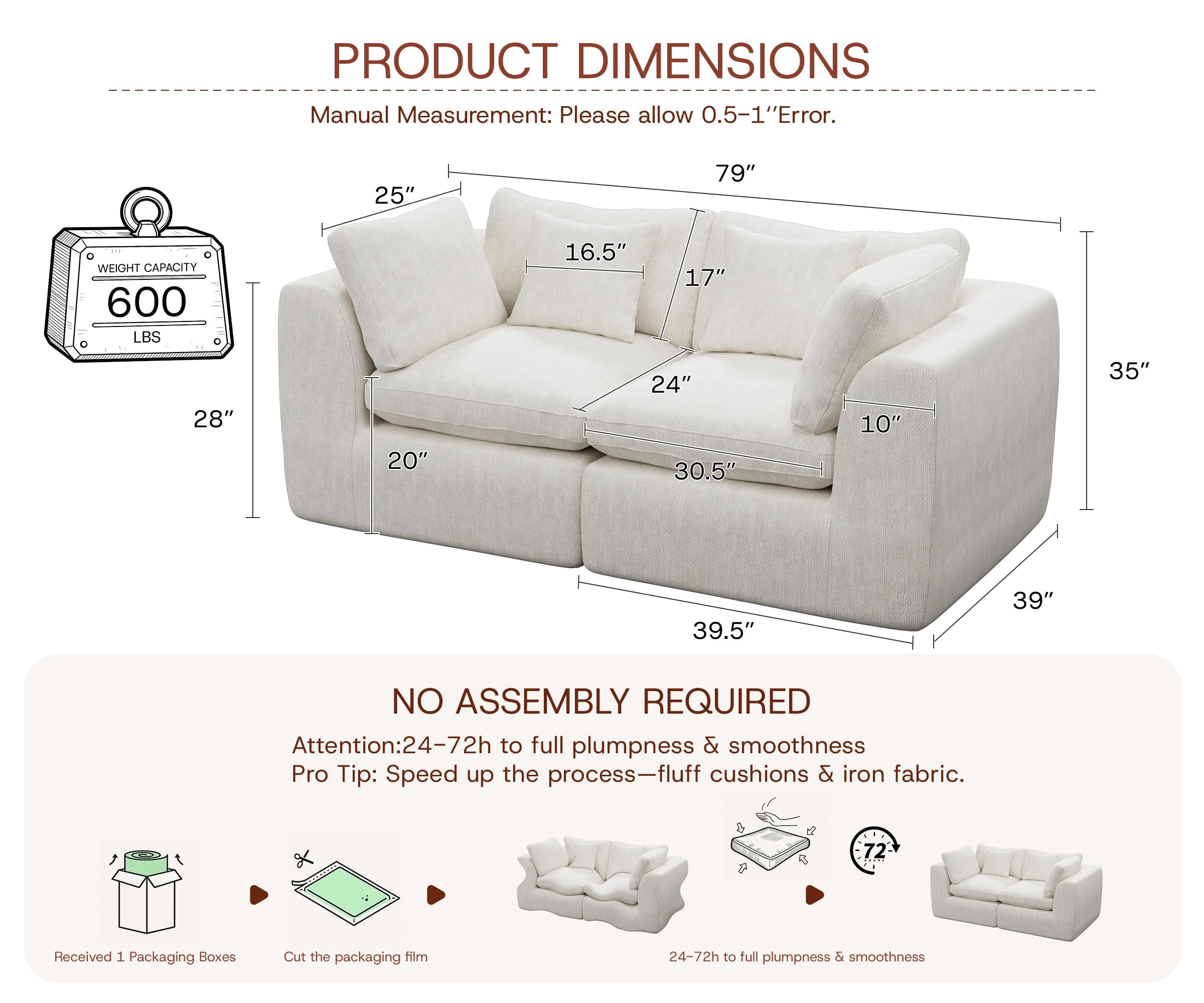 Oversized Cloud Sectional Sofa with Ottoman